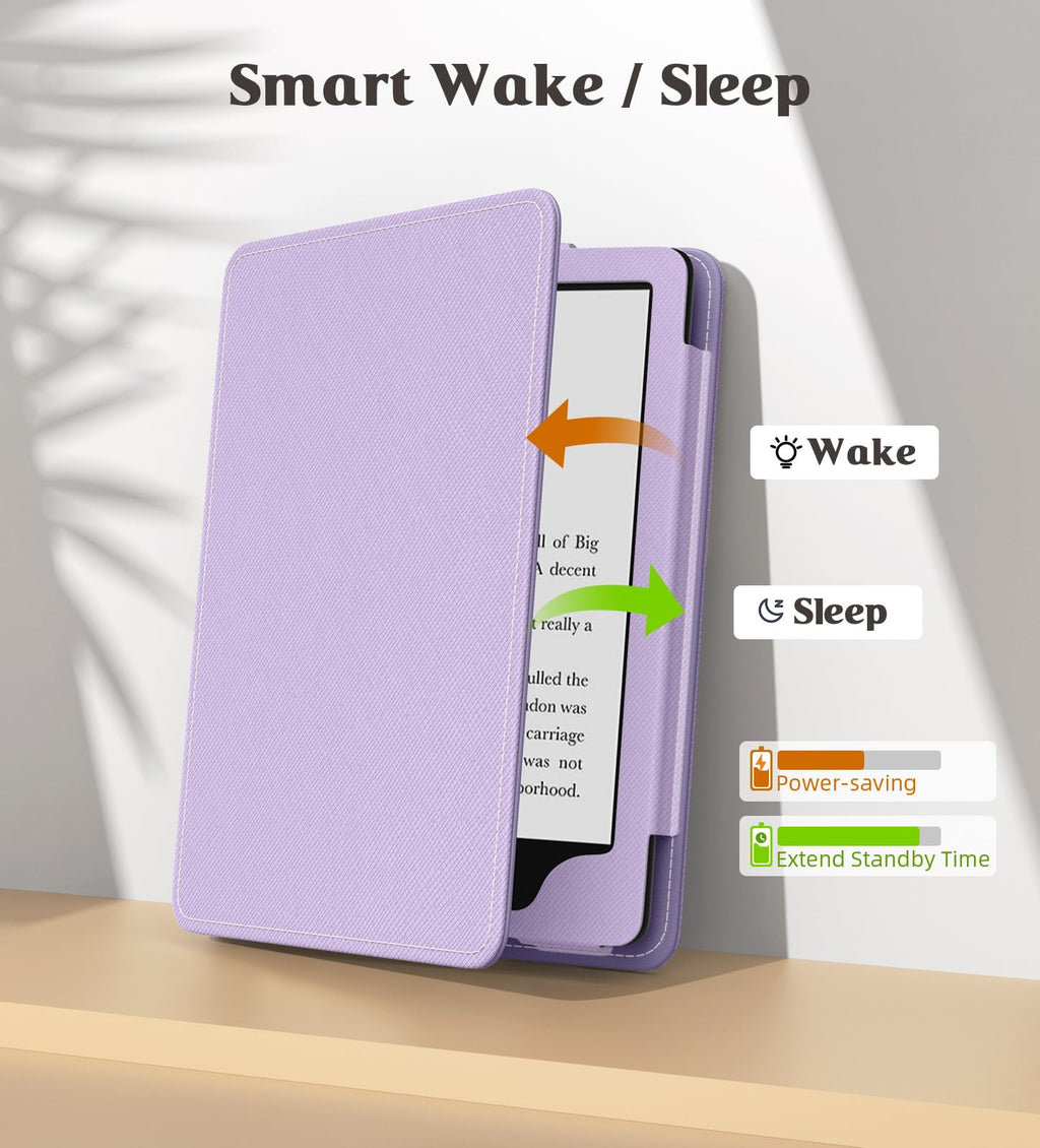 MoKo Case for 7"/6.8" Kindle Paperwhite(12th/11th Generation-2024/2021) and Kindle Colorsoft Signature Edition, Slim PU Shell Cover Case with Auto-Wake/Sleep for Kindle Paperwhite 2024, Flowers