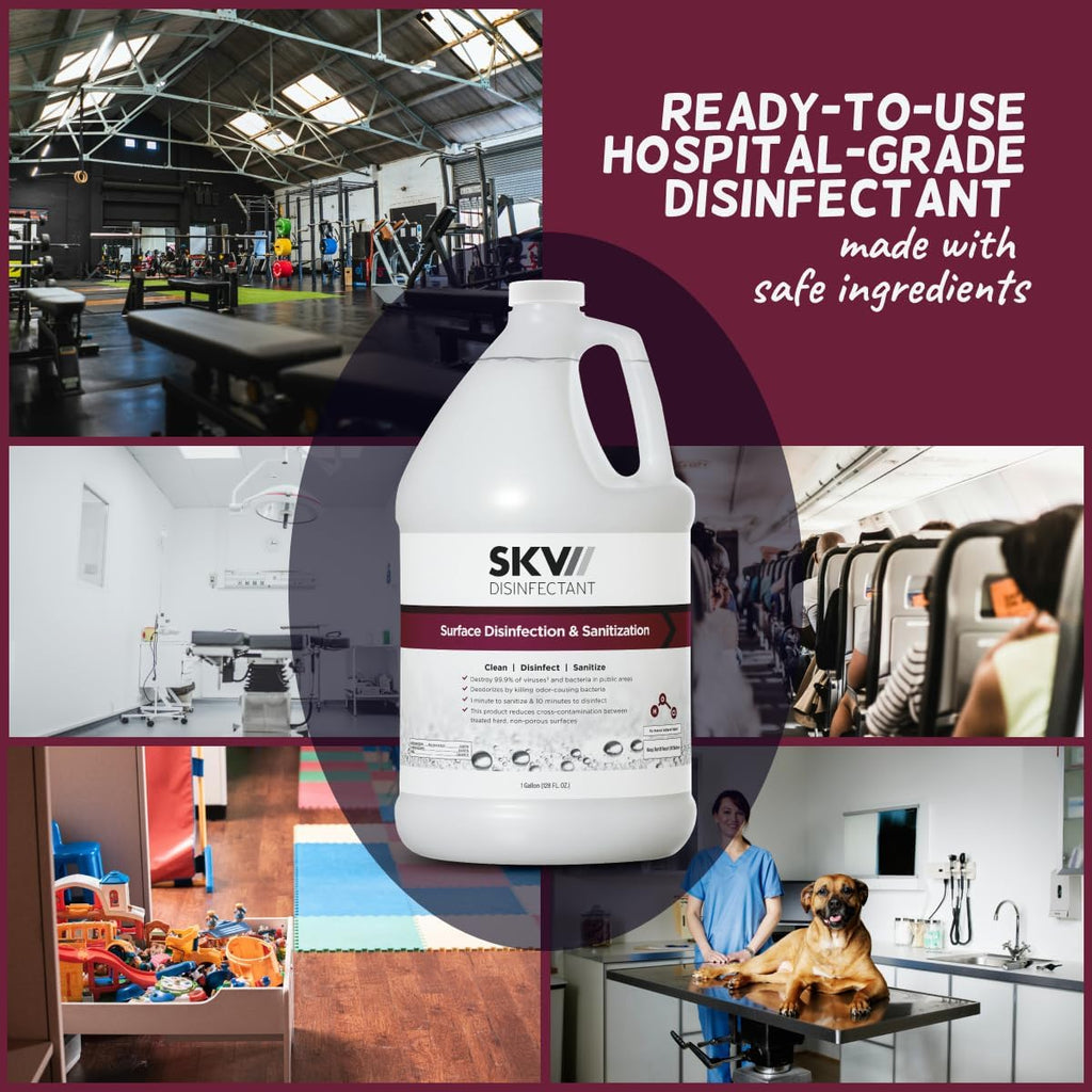 SKV Disinfectant and Sanitizing Solution with Electric Cordless Atomizing Sprayer for 360-Degree Coverage and No Residue
