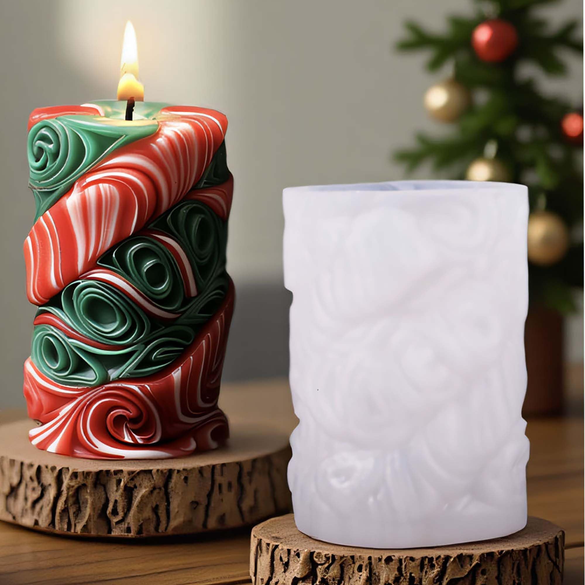 Flower Animal Cylinder Molds Silicone Wave Spiral Candle Mold - Silicone Resin Casting Molds for Candle & Resin & Soap Craft Supplies