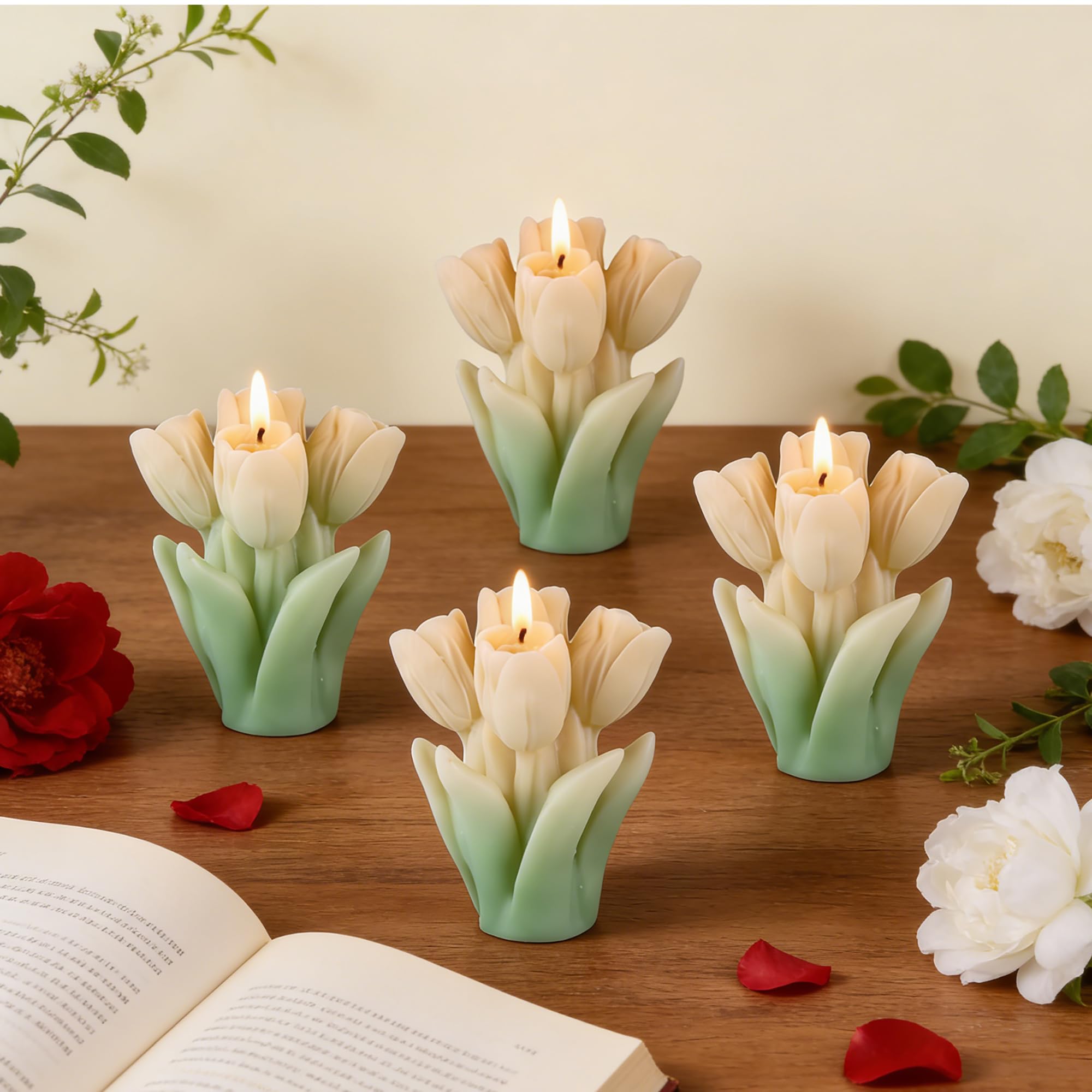 Flower Succulent Tulip Rose Cylinder Molds Silicone Wave Spiral Candle Mold - Silicone Resin Casting Molds for Candle & Resin & Soap Craft Supplies