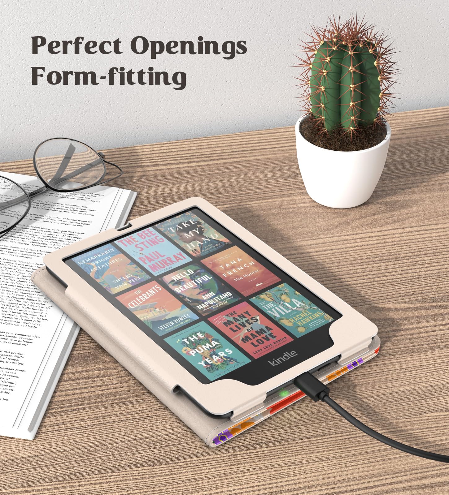 MoKo Case for 7"/6.8" Kindle Paperwhite(12th/11th Generation-2024/2021) and Kindle Colorsoft Signature Edition, Slim PU Shell Cover Case with Auto-Wake/Sleep for Kindle Paperwhite 2024, Flowers