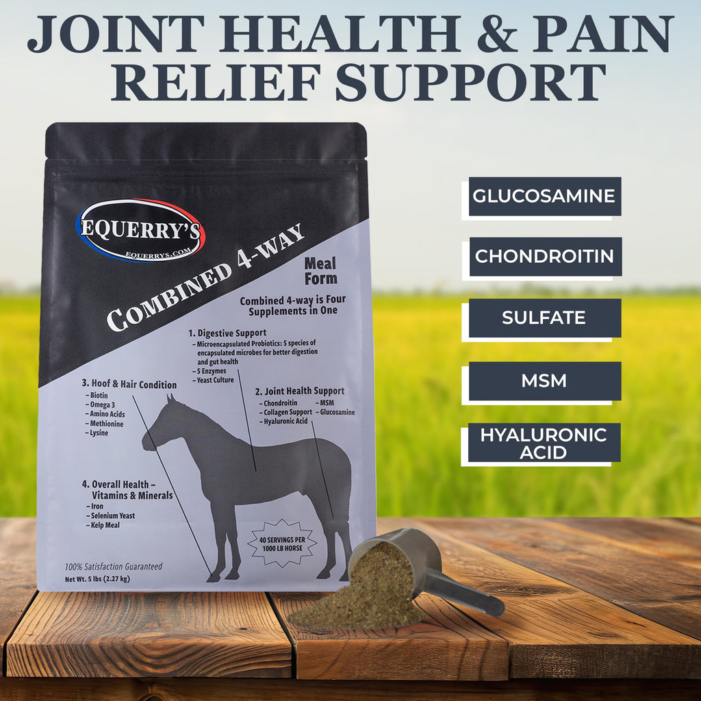 Equerry's Combined RX 4 Way | Equine Nutritional Support | Complete Formula | Digestive and Joint Support | Hoof & Hair | Probiotics Vitamins & Minerals 160 Feedings, 20lb.