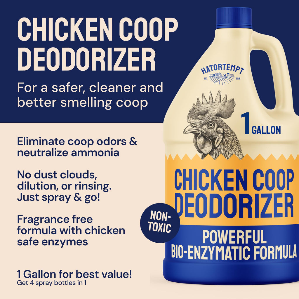 Hatortempt Chicken Coop Deodorizer & Cleaner Spray - 32 fl oz, Unscented - Ammonia Control Odor Eliminator & Coop Refresher for Chickens