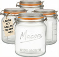 kitchentoolz 64 oz Mason Jars Wide Mouth with Airtight Lids – Set of 2 Half Gallon Glass Jar with Lid – Large Mason Jars with Lids for Kitchen Pantry, Storage, and Canning