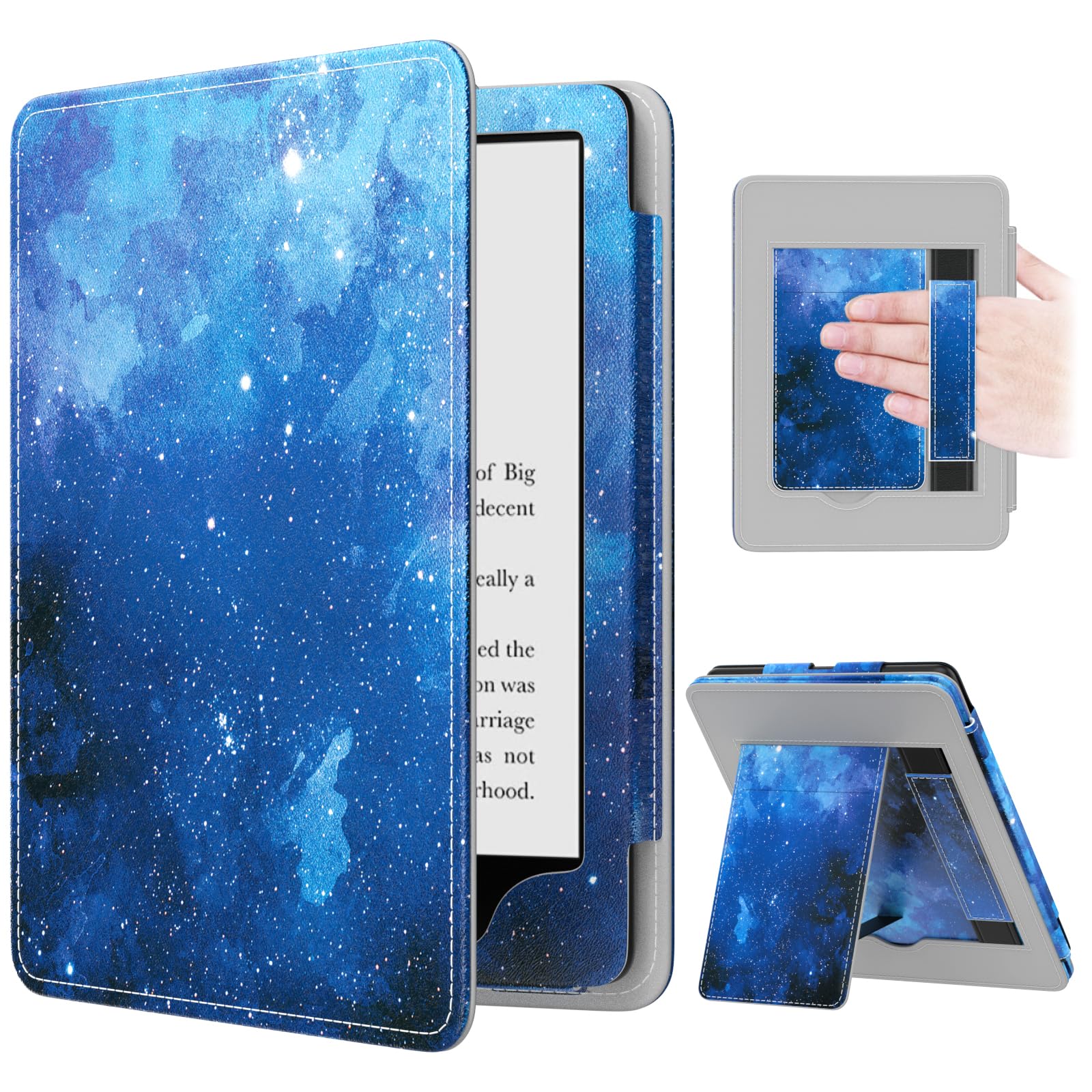 MoKo Case for 7"/6.8" Kindle Paperwhite(12th/11th Generation-2024/2021) and Kindle Colorsoft Signature Edition, Slim PU Shell Cover Case with Auto-Wake/Sleep for Kindle Paperwhite 2024, Flowers