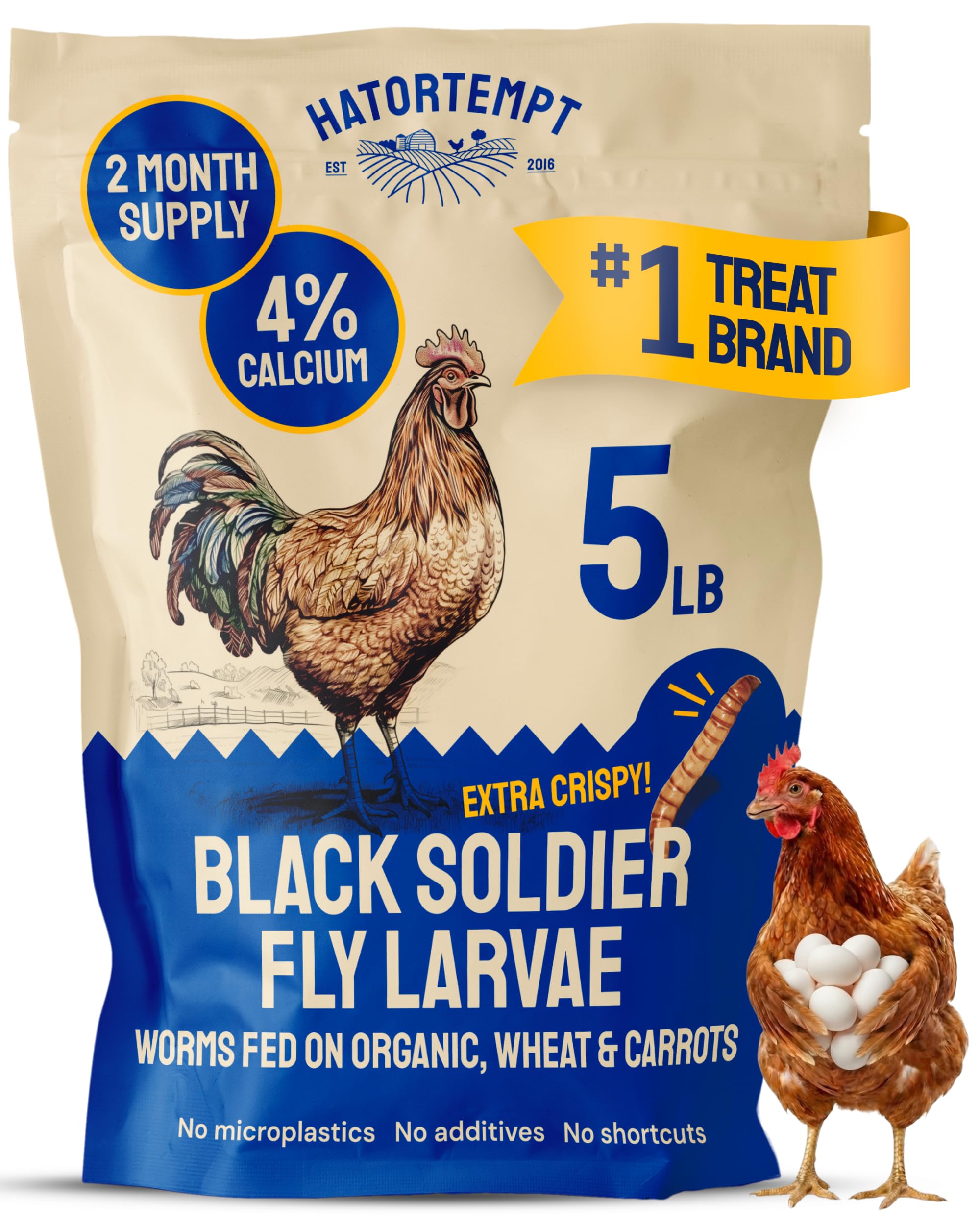 Hatortempt 10lbs Black Soldier Fly Larvae for Chickens - 114X More Calcium Than Mealworms for Chickens - High Protein Worms - Feed Treats for Laying Hens, Quails and Ducks