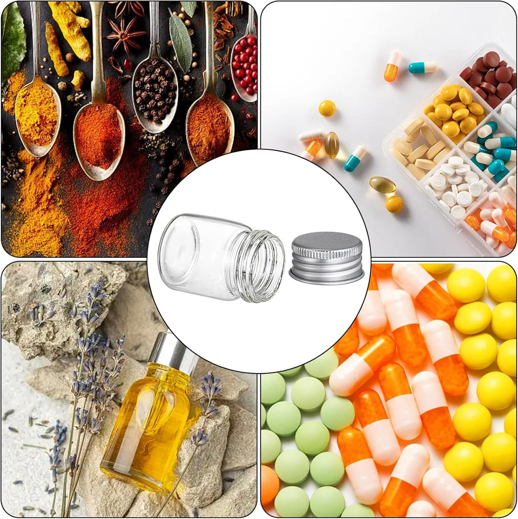 Coloch 36 Pack 15ml Empty Glass Jars with Screw Aluminum Caps, 0.5Oz Mini Cosmetics Container Jar Glass Paint Jar Refillable Oil Vials Test Bottles for Cosmetics, Chemicals, Decoration