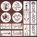 HUAKENER 9 Pcs Halloween Stencils for Painting, 12 Inch Large Round Halloween Templates, Reusable Halloween Stencils for Painting on Wood Walls Windows Doors Mats Fabric