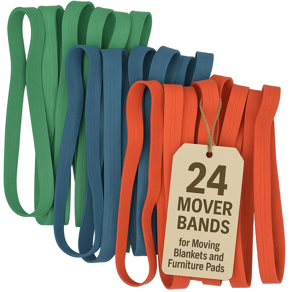 12 Pack Variety Extra Large Moving Rubber Bands for Furniture and Moving Blankets - Extra Strength Rubber Mover Bands - 42", 36" and 30" Length - Moving Supplies by Kitchentoolz