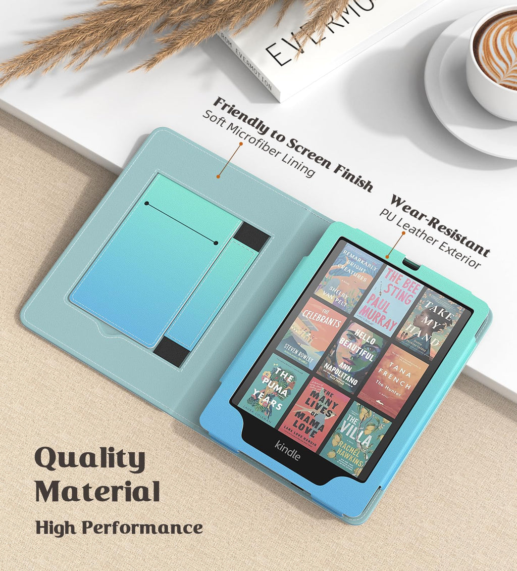 MoKo Case for 7"/6.8" Kindle Paperwhite(12th/11th Generation-2024/2021) and Kindle Colorsoft Signature Edition, Slim PU Shell Cover Case with Auto-Wake/Sleep for Kindle Paperwhite 2024, Flowers