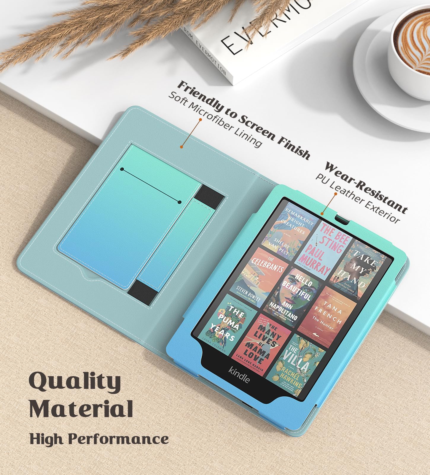 MoKo Case for 7"/6.8" Kindle Paperwhite(12th/11th Generation-2024/2021) and Kindle Colorsoft Signature Edition, Slim PU Shell Cover Case with Auto-Wake/Sleep for Kindle Paperwhite 2024, Flowers