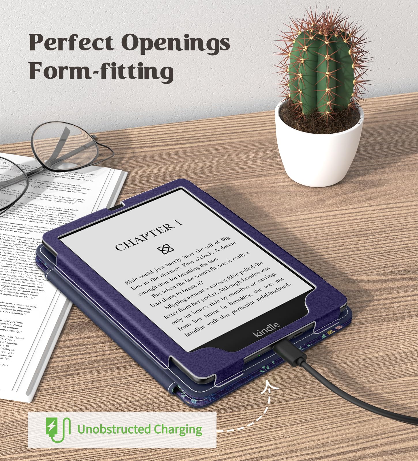 MoKo Case for 7"/6.8" Kindle Paperwhite(12th/11th Generation-2024/2021) and Kindle Colorsoft Signature Edition, Slim PU Shell Cover Case with Auto-Wake/Sleep for Kindle Paperwhite 2024, Flowers