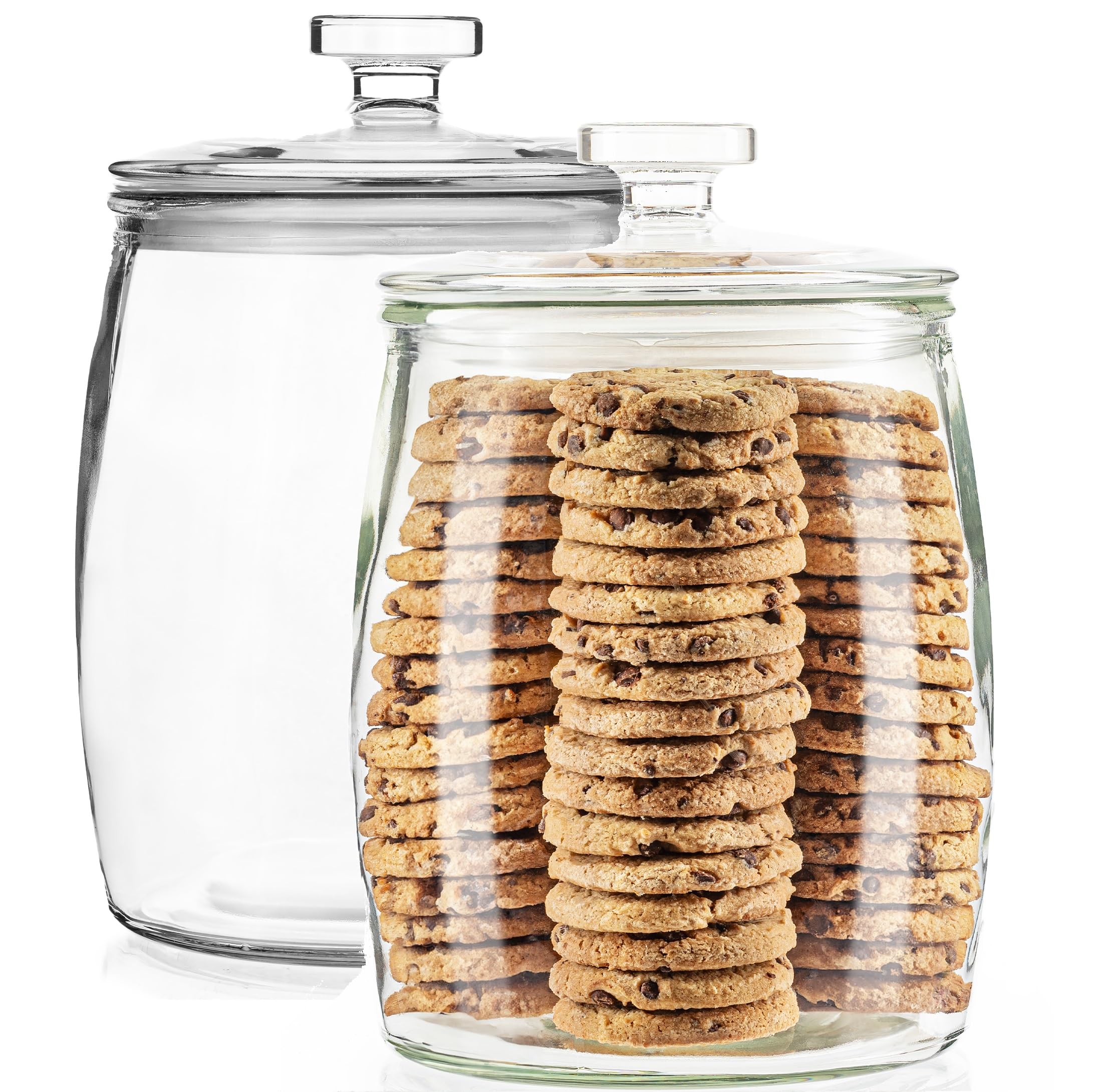 kitchentoolz Large Glass Cookie Jar with Airtight Lid - 1 Gallon Storage Container for Candy, Flour, Sugar, Pet Food & Dog Treat Canister - Pack of 1