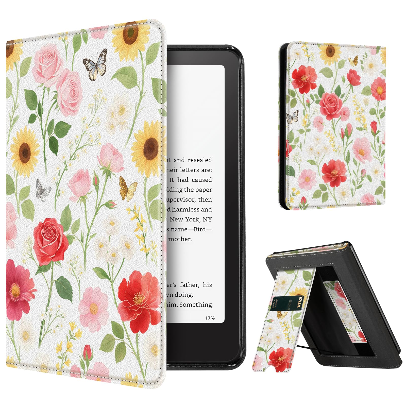 CoBak Case with Stand for Kindle Paperwhite 12th Gen 2024 Released (7") & Kindle Colorsoft Signature Edition - Durable PU Leather Cover with Auto Sleep Wake, Card Slot, Hand Strap Feature, Sage Green