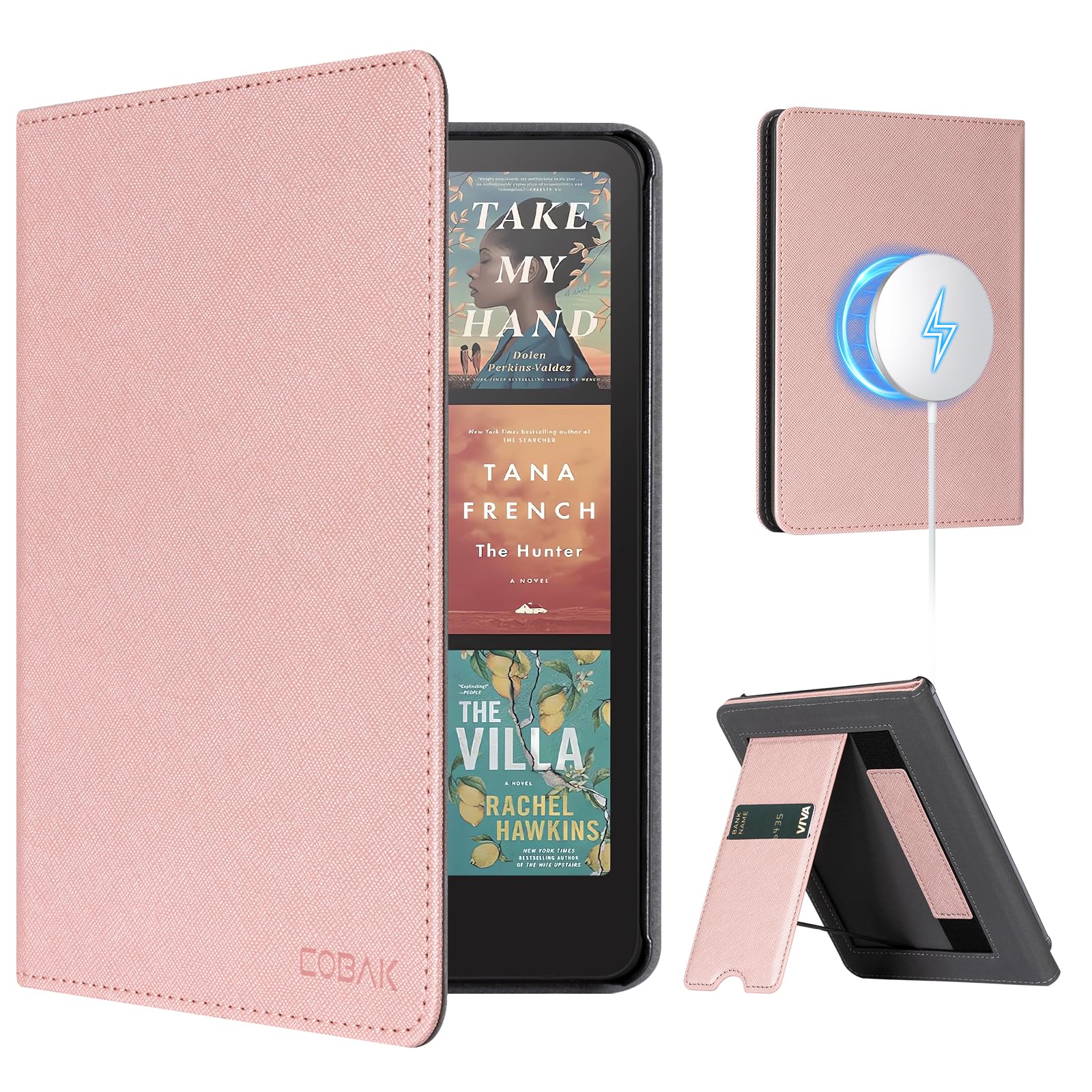 CoBak Case with Stand for Kindle Paperwhite 12th Gen 2024 Released (7") & Kindle Colorsoft Signature Edition - Durable PU Leather Cover with Auto Sleep Wake, Card Slot, Hand Strap Feature, Sage Green