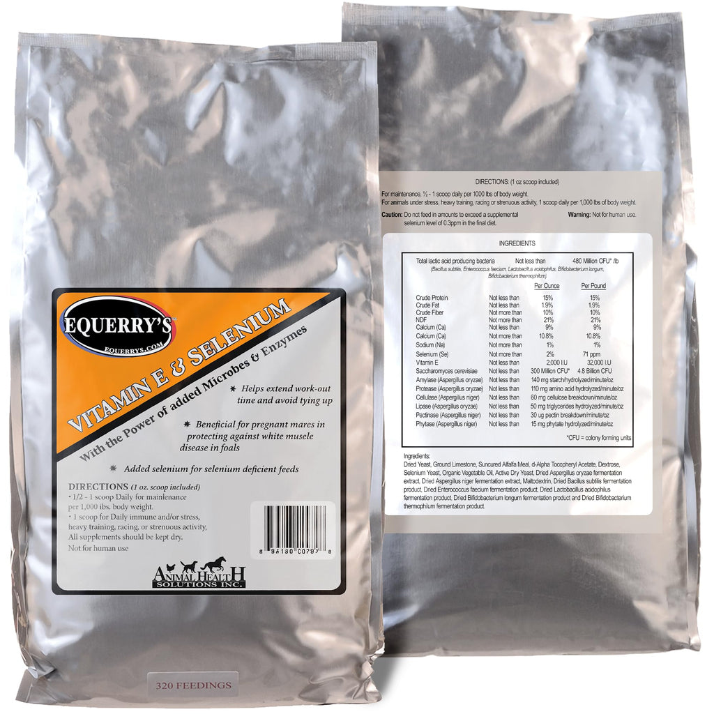 Equerry's Selenium and Vitamin E Supplement for Horses | Muscle Health & Antioxidant Support Horse Supplement | Meal Form | 20Ib Bag