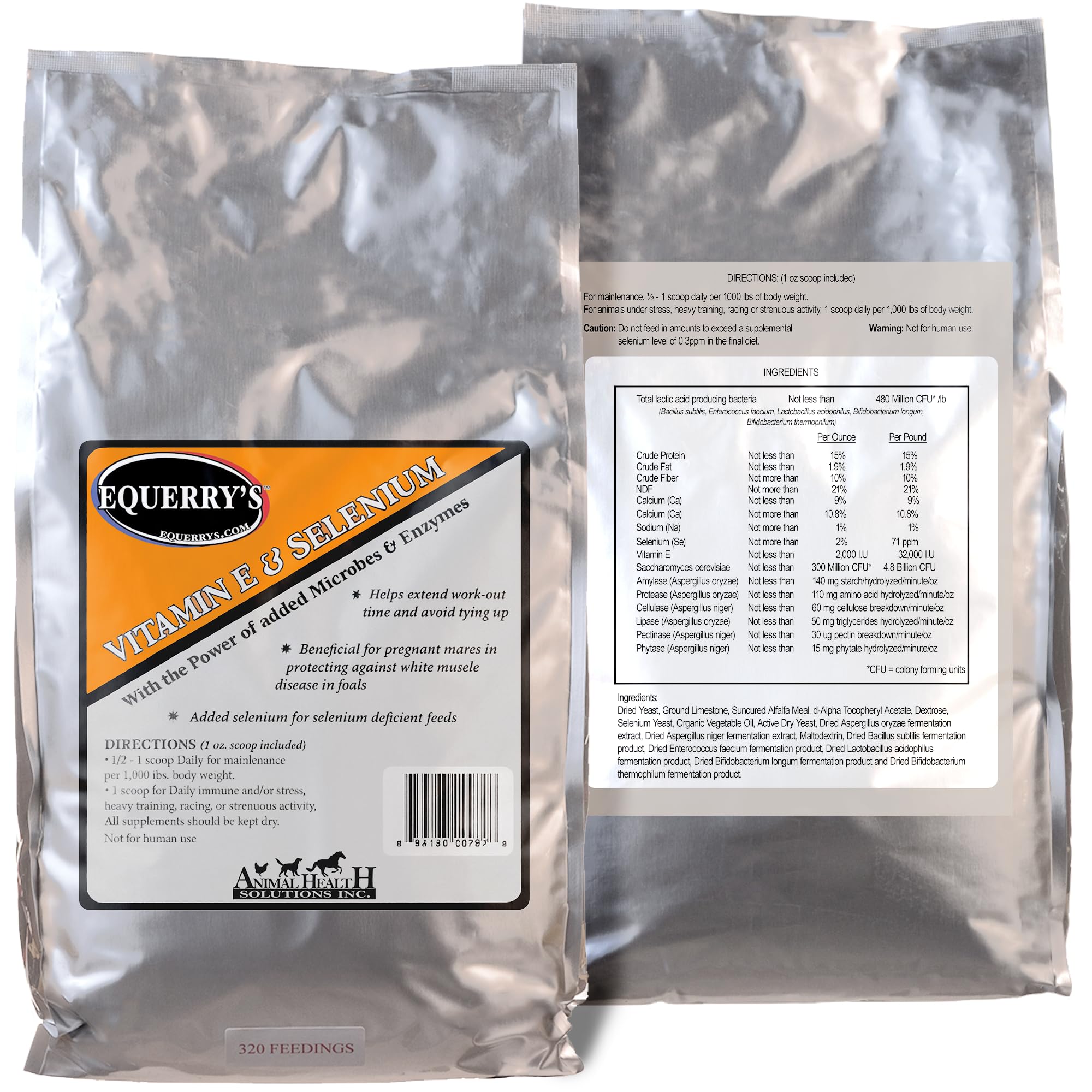 Equerry's Selenium and Vitamin E Supplement for Horses | Muscle Health & Antioxidant Support Horse Supplement | Meal Form | 20Ib Bag