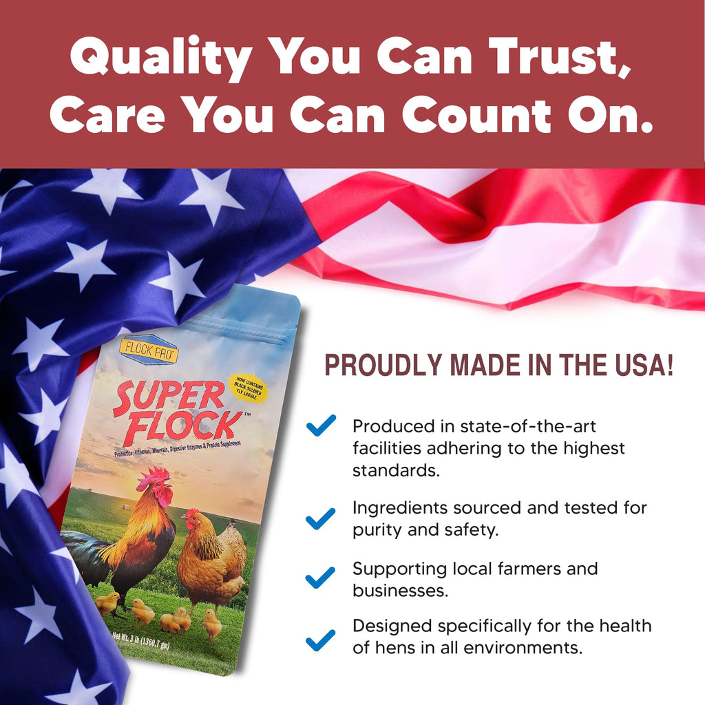 Super Flock Pro Boost Probiotic - Probiotics, Vitamins, Minerals and Electrolytes for Chickens | Chicken Vitamins and Supplements for All Poultry + 1lb