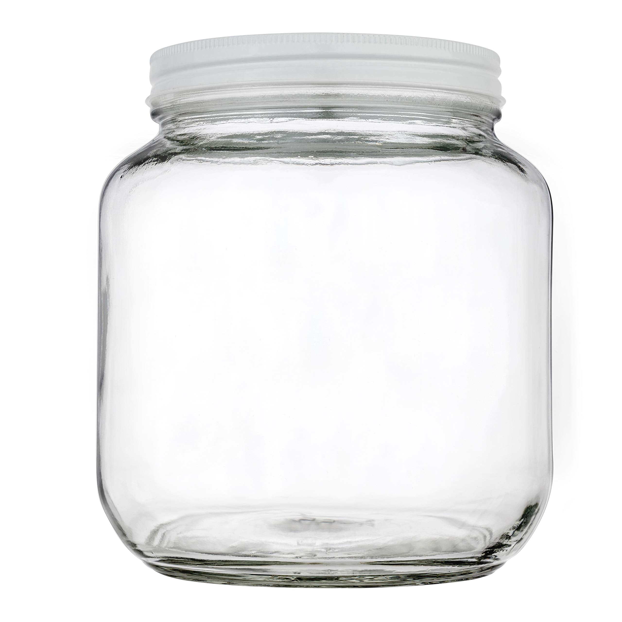 kitchentoolz Half Gallon Glass Large Mason Jar Wide Mouth with Airtight Metal Lid - 1/2 Gallon Mason Jars - BPA-Free Glass Jar with Lid - Dishwasher Safe Made in USA