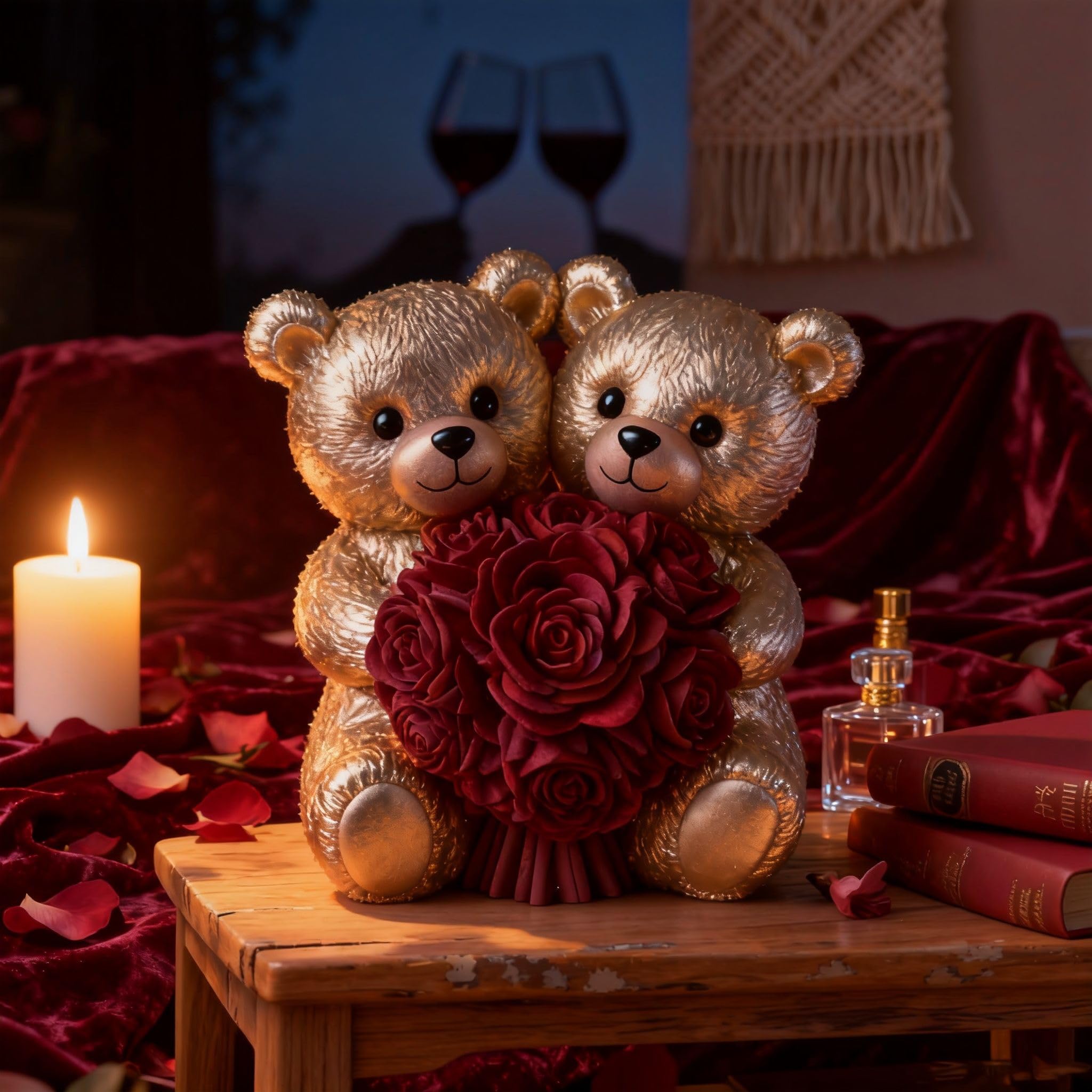 2PCS 3D Rose Bear Wax Candle Mold,Teddy Bear Candle Making Molds,Cute Epoxy Resin Molds,Ornament for DIY Wax Candles Art Craft Cake Chocolate Soap Mold Home Decor Valentine Gifts Birthday Gift