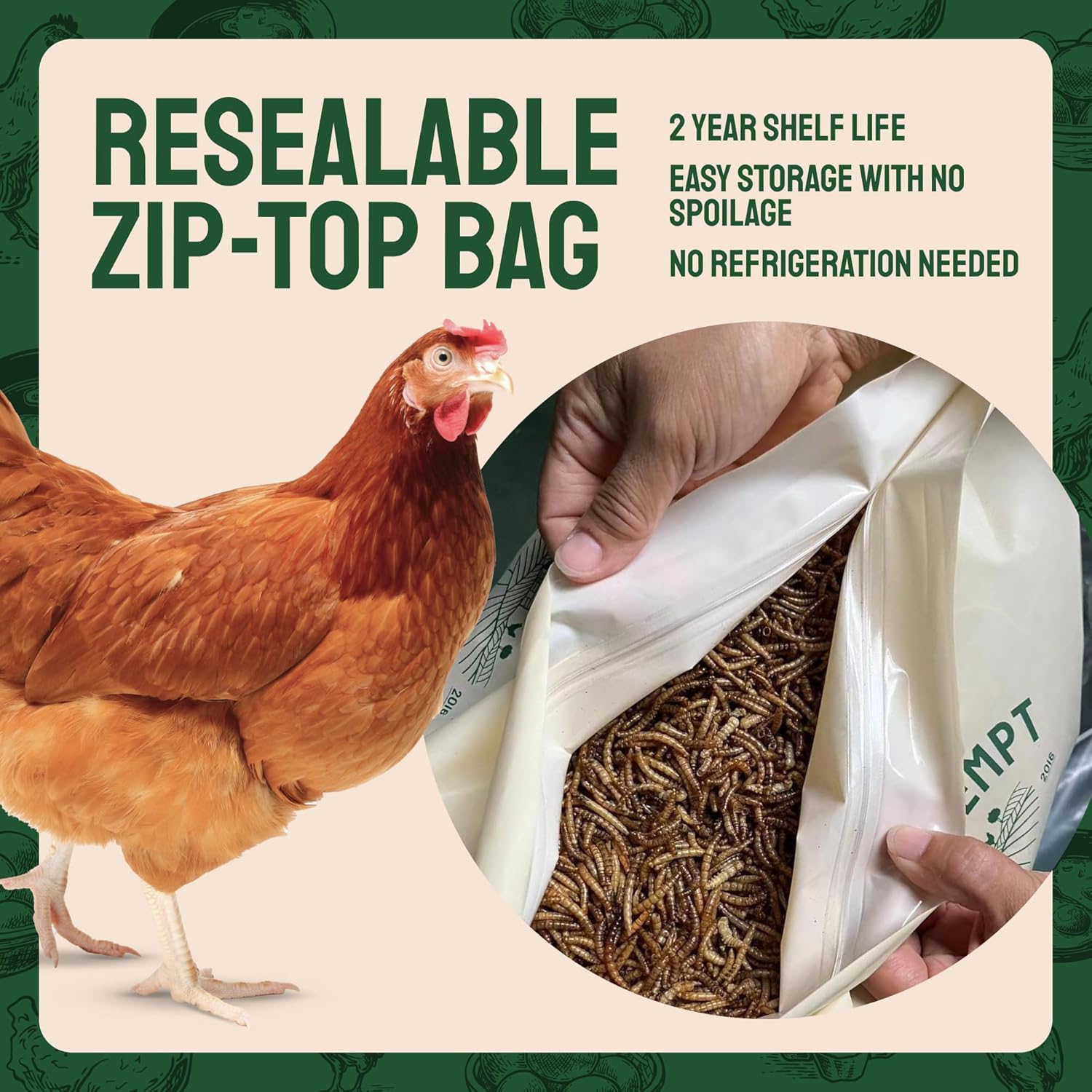 Hatortempt 10lb Dried Mealworms and 32fl oz Coop Deodorizer Bundle - 50% Protein Organic Treats - Safe, No-Rinse Coop Refresher (2-Pack)