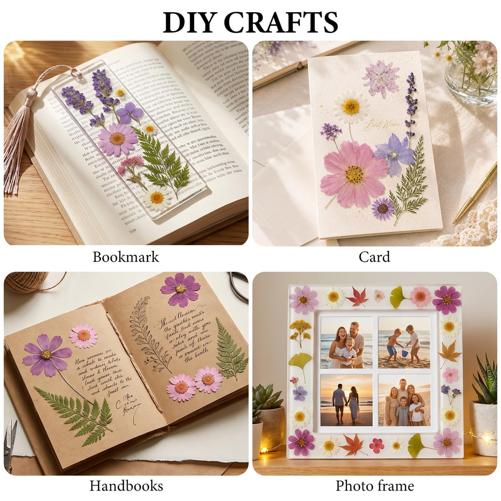 NESCCI 420 Pcs Dried Pressed Flowers for Resin,Real Nature Dried Flowers for Crafts Bulk Dry Flowers Leaves Kit Used for Resin Molds Scrapbooking DIY Art Crafts Candle Soap Making Nails Décor