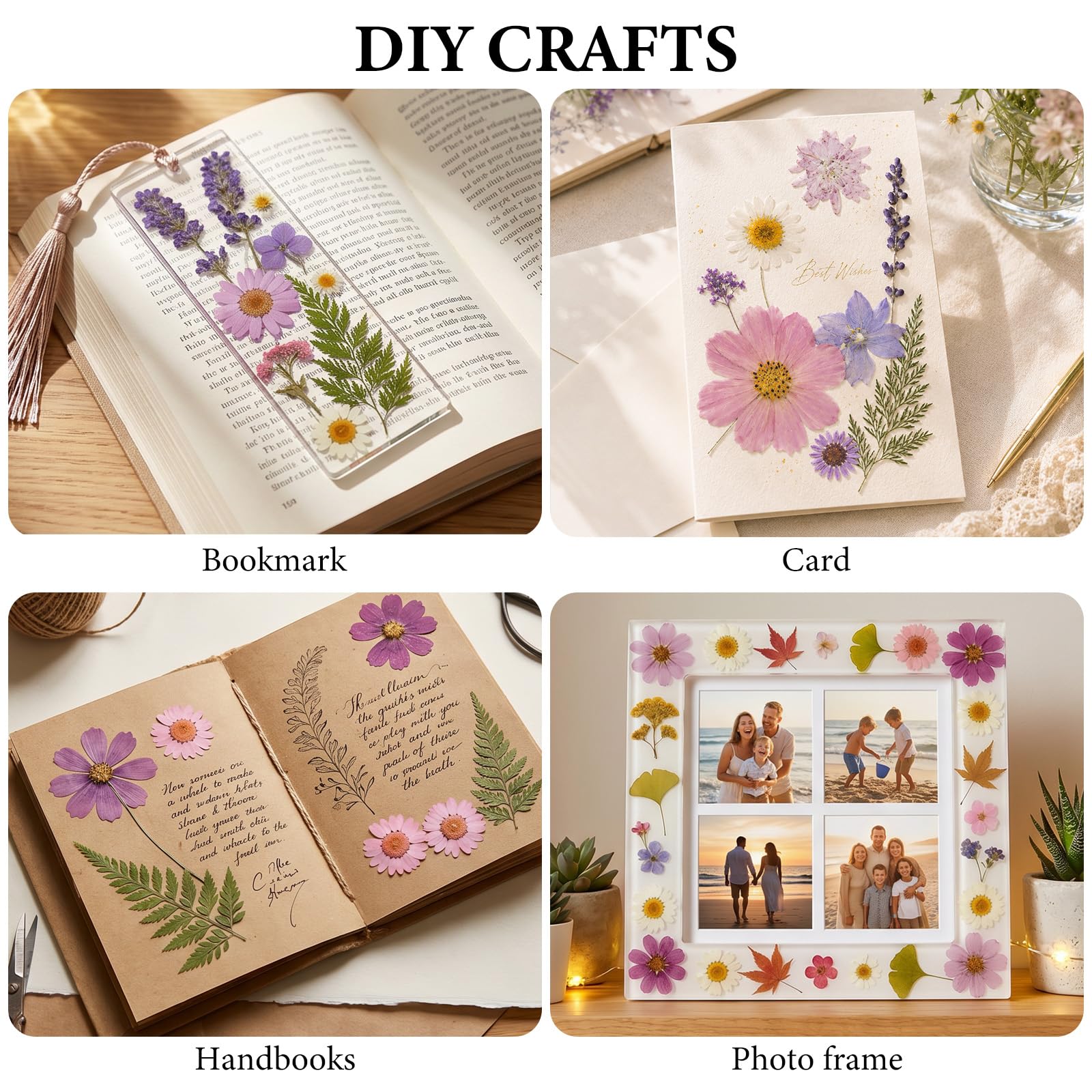 NESCCI 420 Pcs Dried Pressed Flowers for Resin,Real Nature Dried Flowers for Crafts Bulk Dry Flowers Leaves Kit Used for Resin Molds Scrapbooking DIY Art Crafts Candle Soap Making Nails Décor