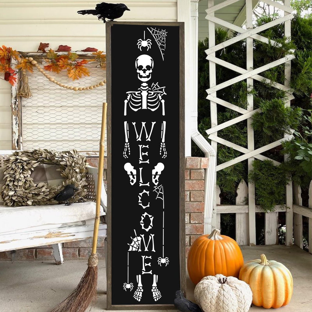HUAKENER 9 Pcs Halloween Stencils for Painting, 12 Inch Large Round Halloween Templates, Reusable Halloween Stencils for Painting on Wood Walls Windows Doors Mats Fabric