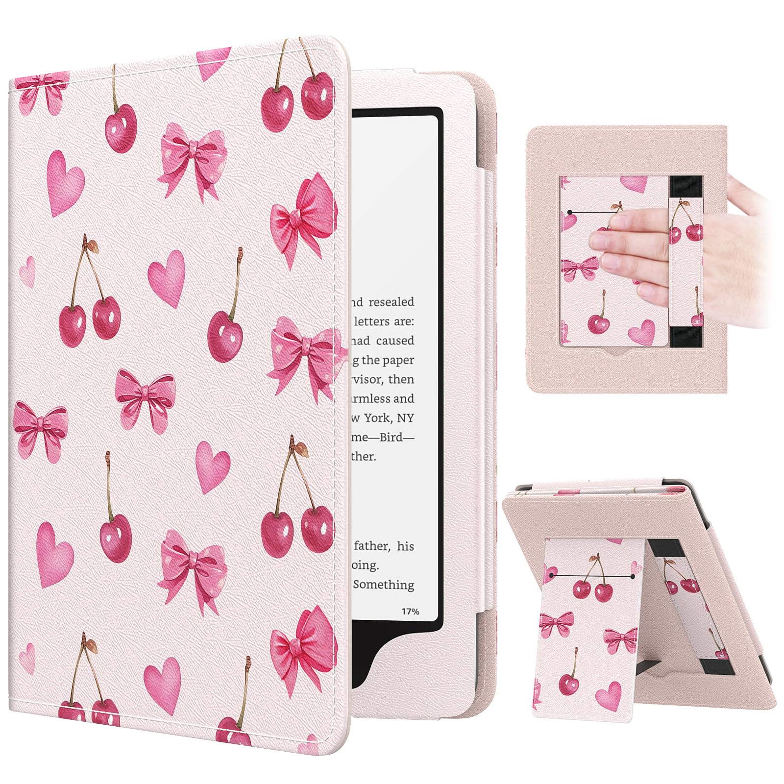 MoKo Case for 7"/6.8" Kindle Paperwhite(12th/11th Generation-2024/2021) and Kindle Colorsoft Signature Edition, Slim PU Shell Cover Case with Auto-Wake/Sleep for Kindle Paperwhite 2024, Flowers