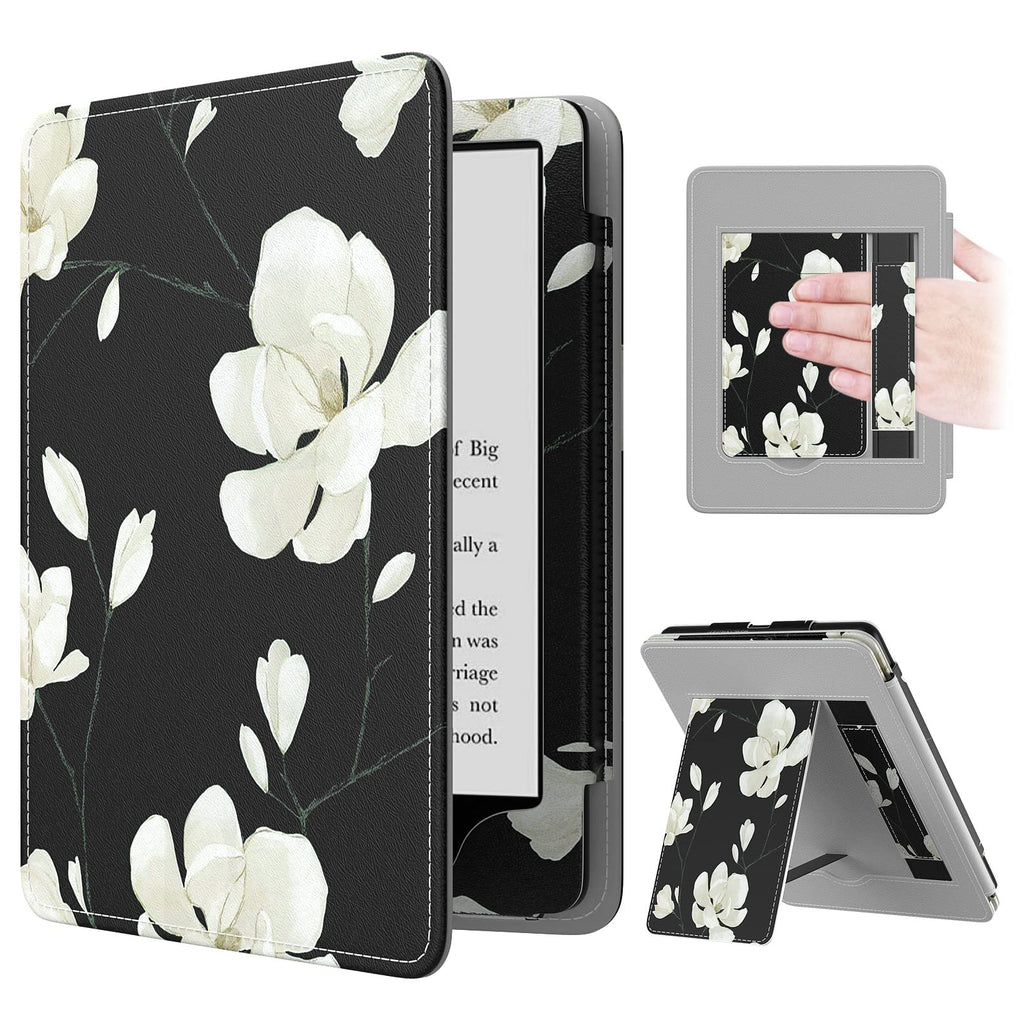 MoKo Case for 7"/6.8" Kindle Paperwhite(12th/11th Generation-2024/2021) and Kindle Colorsoft Signature Edition, Slim PU Shell Cover Case with Auto-Wake/Sleep for Kindle Paperwhite 2024, Flowers