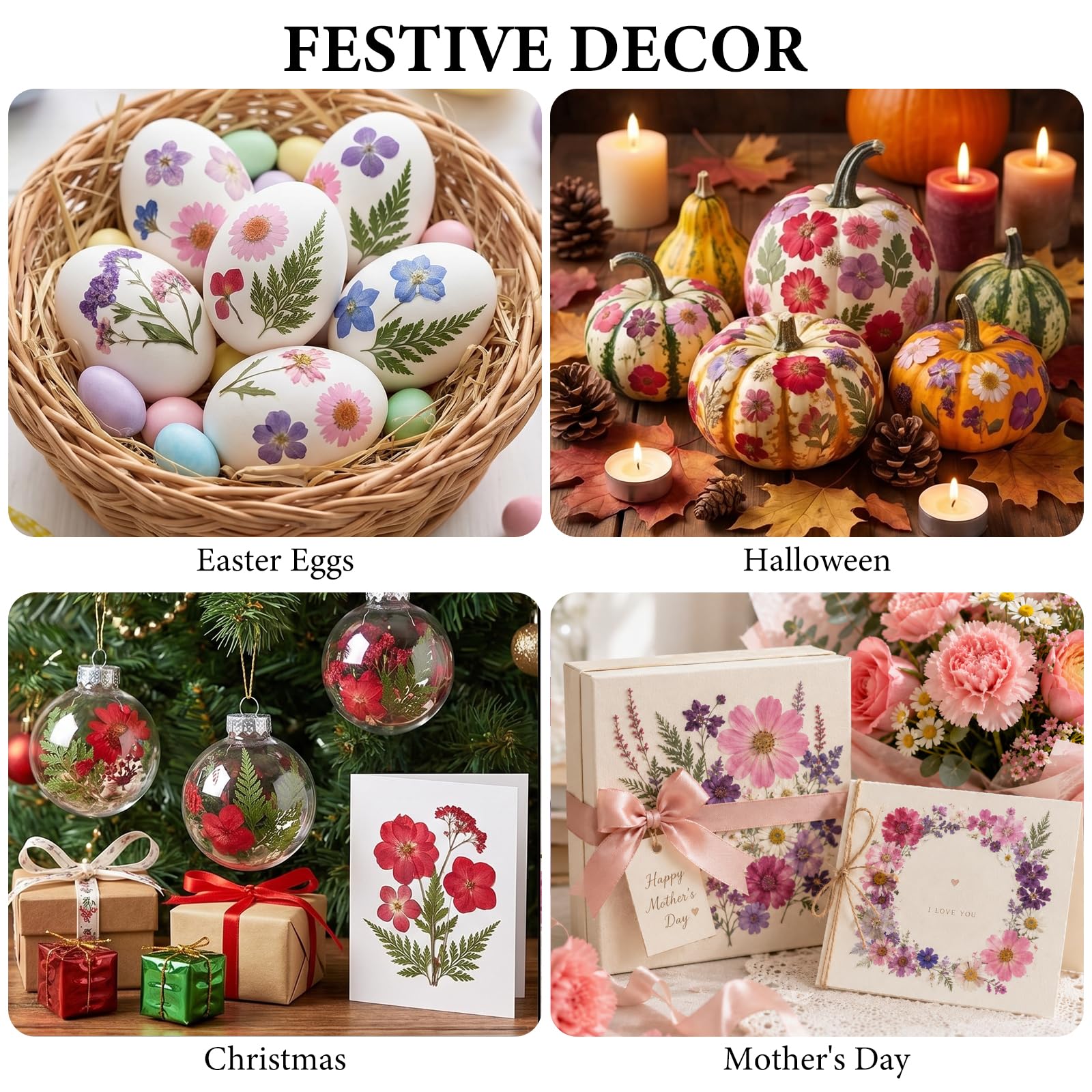NESCCI 420 Pcs Dried Pressed Flowers for Resin,Real Nature Dried Flowers for Crafts Bulk Dry Flowers Leaves Kit Used for Resin Molds Scrapbooking DIY Art Crafts Candle Soap Making Nails Décor