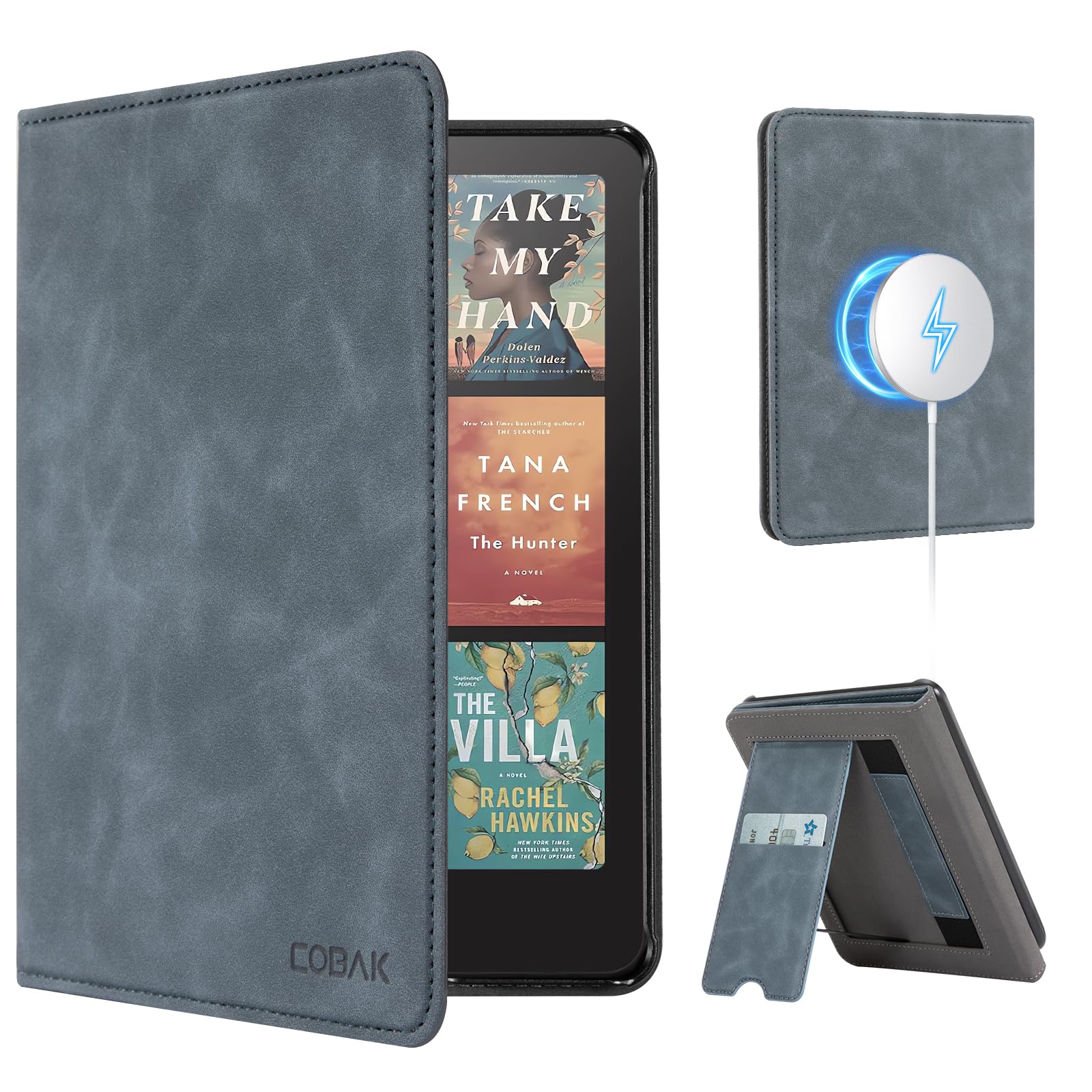 CoBak Case with Stand for Kindle Paperwhite 12th Gen 2024 Released (7") & Kindle Colorsoft Signature Edition - Durable PU Leather Cover with Auto Sleep Wake, Card Slot, Hand Strap Feature, Sage Green