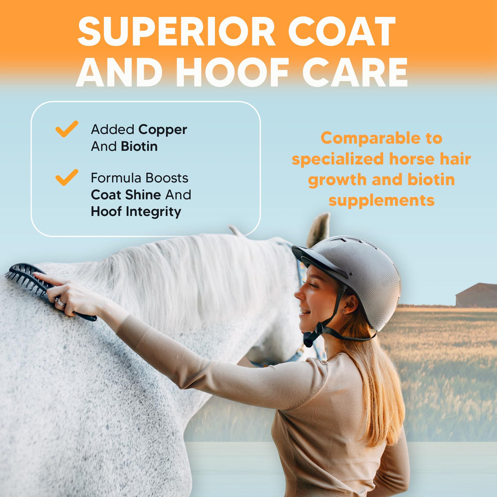 Equerry's Cu-Shine Total Horse Health Pellet Supplement, Horse Probiotics, Biotin for Radiant Coat, Digestive Supplements for Constipation and Gut Health - 5LB