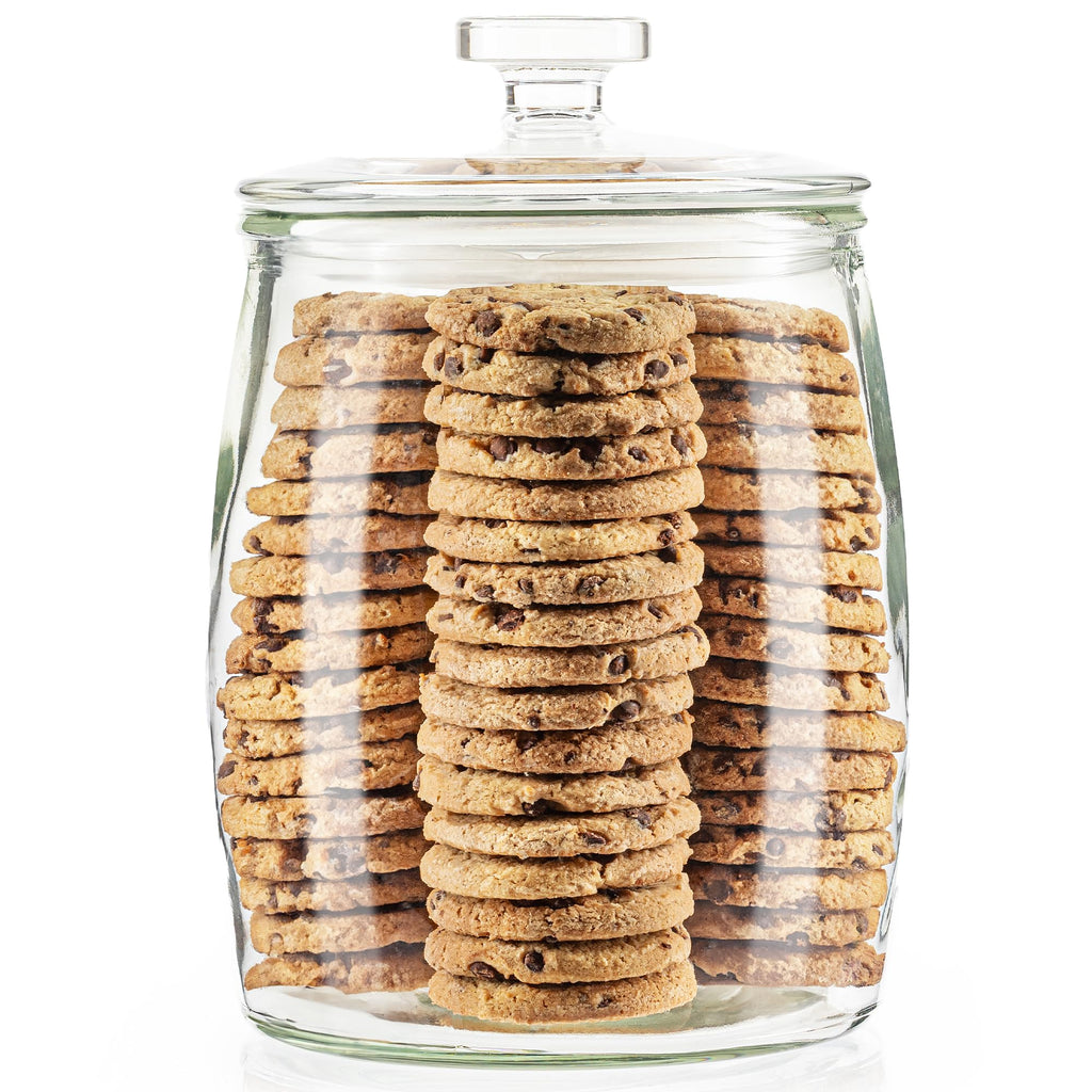 kitchentoolz Large Glass Cookie Jar with Airtight Lid - 1 Gallon Storage Container for Candy, Flour, Sugar, Pet Food & Dog Treat Canister - Pack of 1