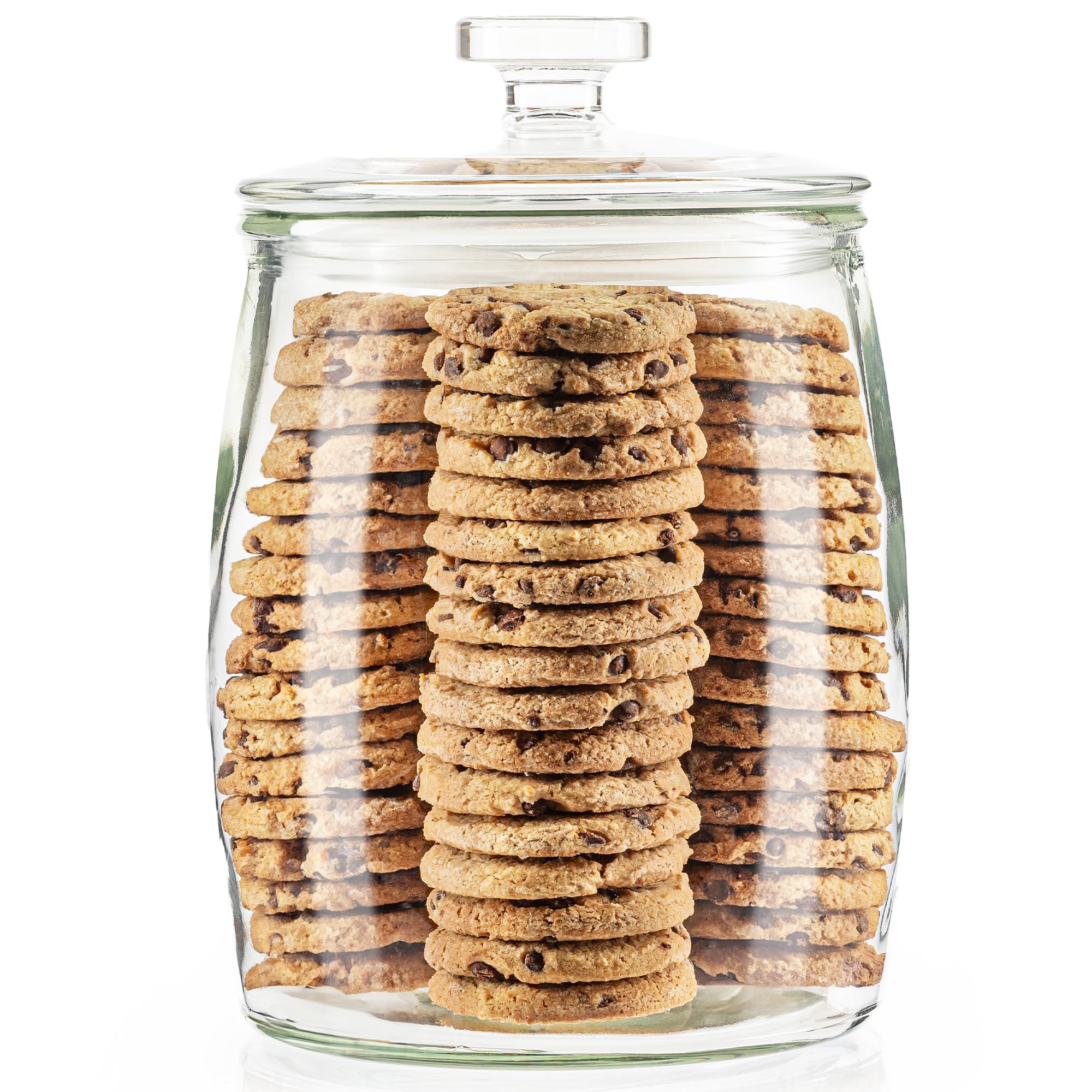 kitchentoolz Large Glass Cookie Jar with Airtight Lid - 1 Gallon Storage Container for Candy, Flour, Sugar, Pet Food & Dog Treat Canister - Pack of 1