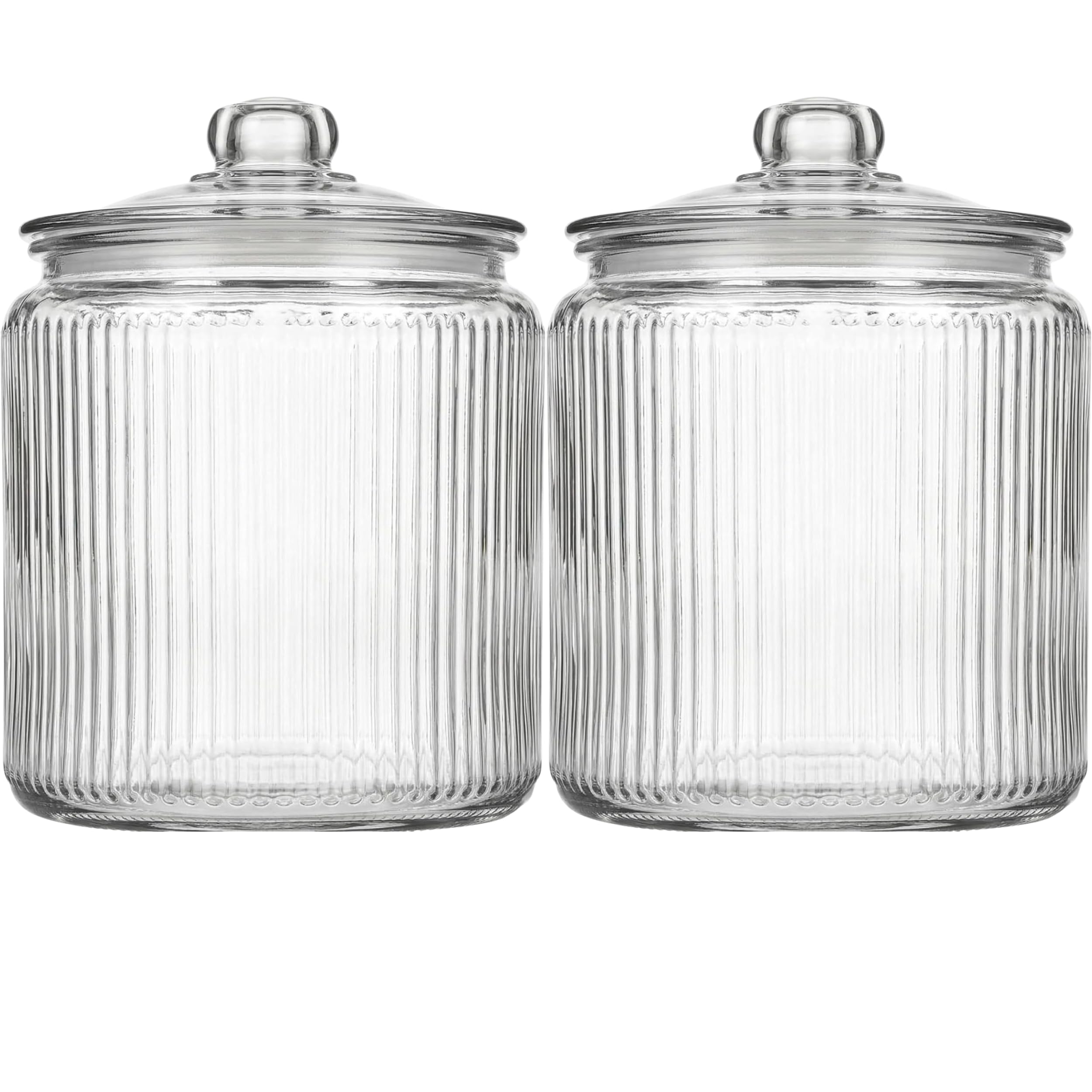 1 Gallon Glass Cookie Jar with Lid – Glass Jar with Lid - Airtight Food Storage Container for Cookies, Candy, Flour, Dog Treats – Clear Large Kitchen Jar for Pantry - Glass Containers with Lids
