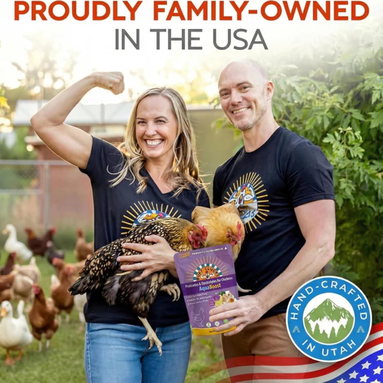 Buff Clucks AquaBoost Probiotic + Electrolyte Powder for Chickens – Natural Hydration & Gut Support Supplemnet for Daily Wellness & Egg Production - Safe for All Flocks & Ages - USA (8 oz)