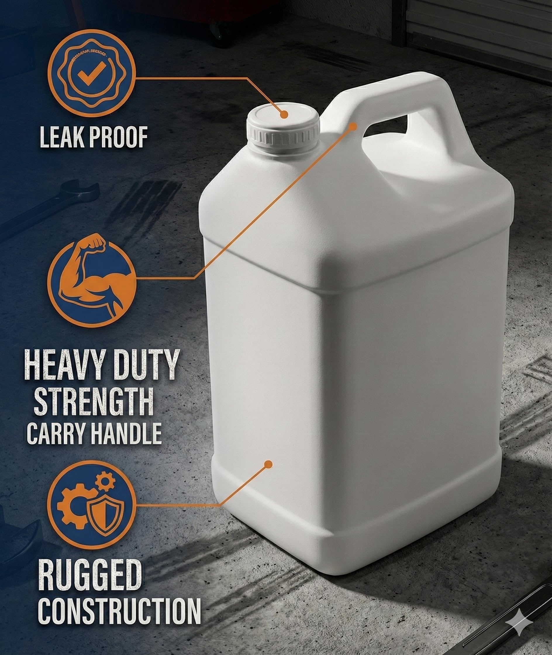 kitchentoolz 2.5 Gallon Water Jug – Water Container Heavy-Duty HDPE Carboy for Automotive Used Oil Container & Liquid Storage – 10 Liter Water Jugs with Secure Lid – Made in USA