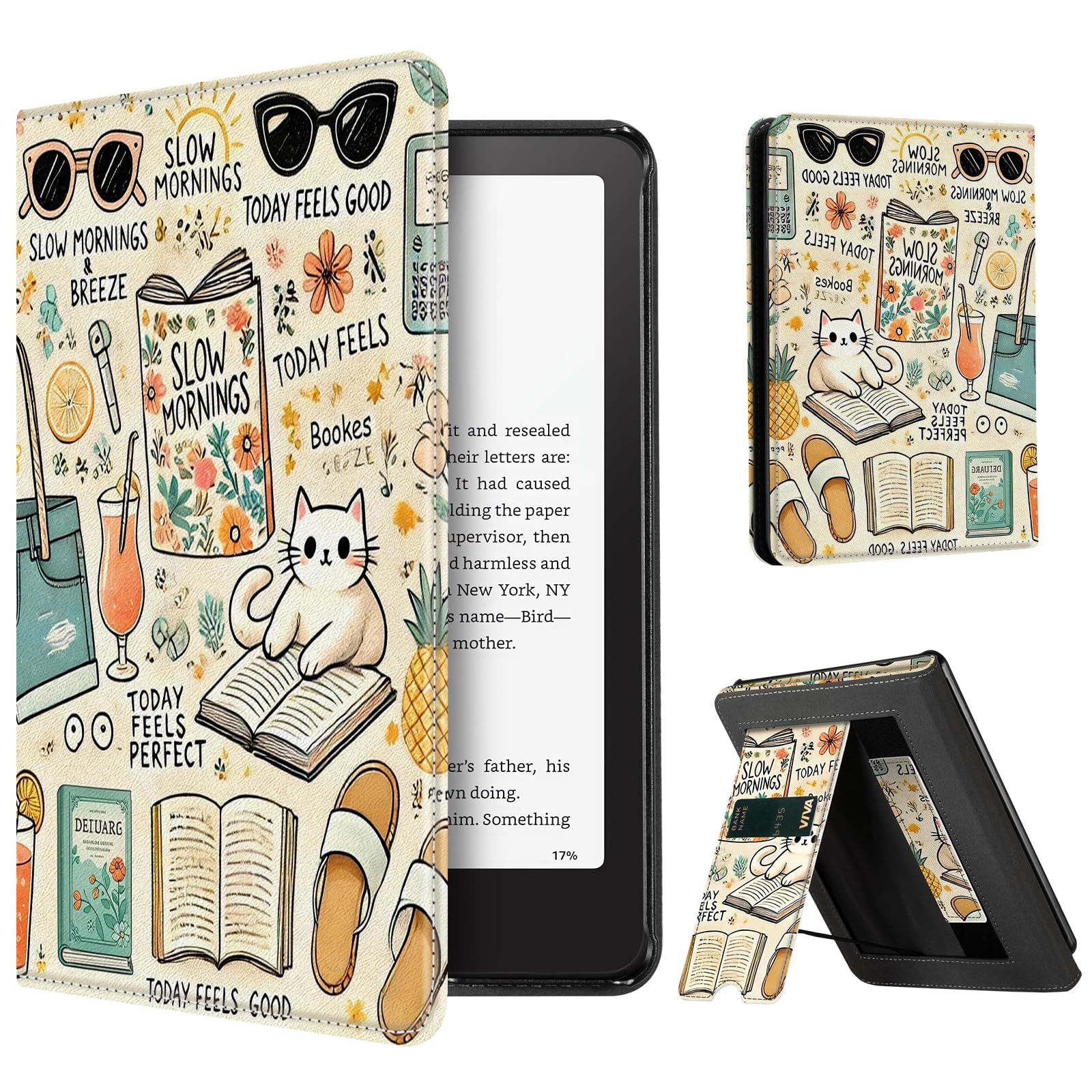 CoBak Case with Stand for Kindle Paperwhite 12th Gen 2024 Released (7") & Kindle Colorsoft Signature Edition - Durable PU Leather Cover with Auto Sleep Wake, Card Slot, Hand Strap Feature, Sage Green