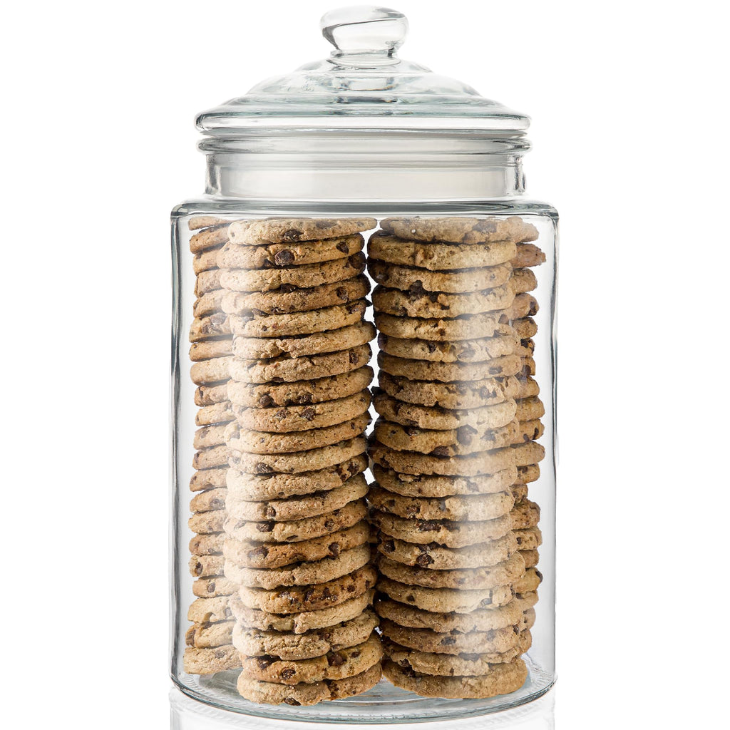 2-Gallon Tall Glass Cookie Jar with Airtight Lid – Large Kitchen Canister for Cookies, Sugar, Flour, and Dog Treats
