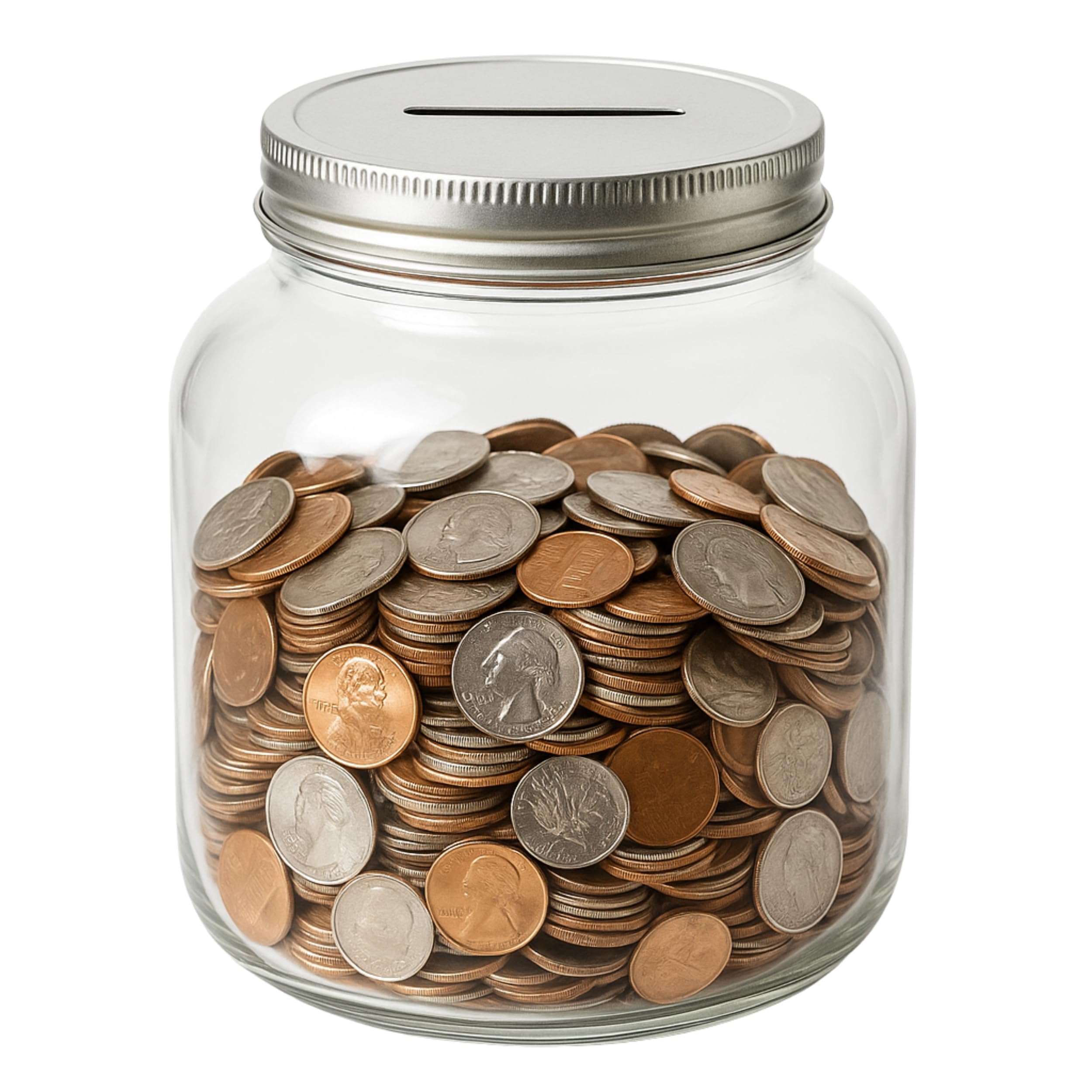 Half Gallon Glass Coin Bank Piggy Bank with Slotted Lid – Holds Over $1,450 in Coins – Tip Jar, Donation Collector, Raffle Ticket Holder – Made in USA
