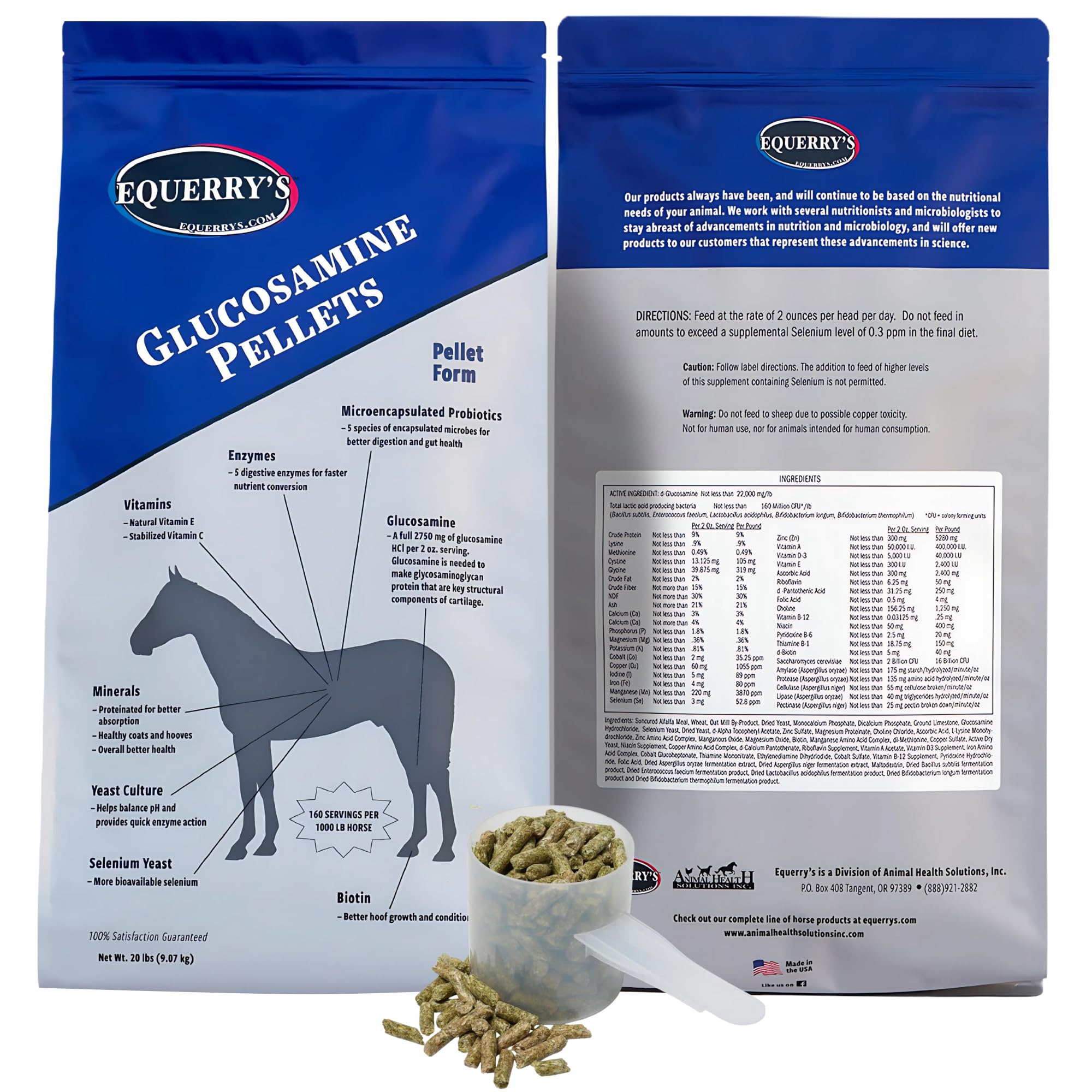 Equerry's Glucosamine Pellets - Joint Support for Horses with Probiotics, Digestive Enzymes, Vitamins, and Minerals - Made in USA - 5lb