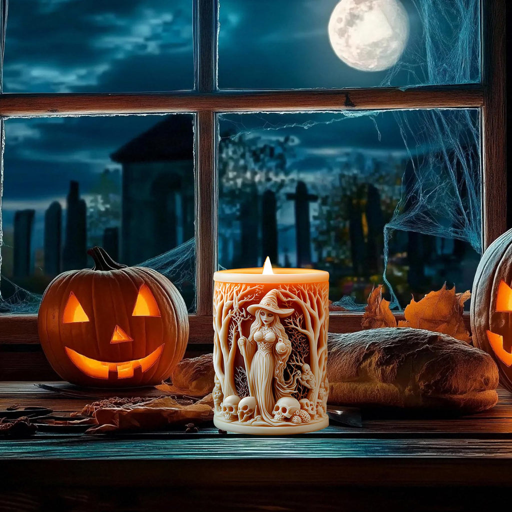 Halloween Candle Mold for Candle Making, 3DSilicone Mold for Resin Casting DIY Plaster Polymer Clay Home Decoration (Witch)