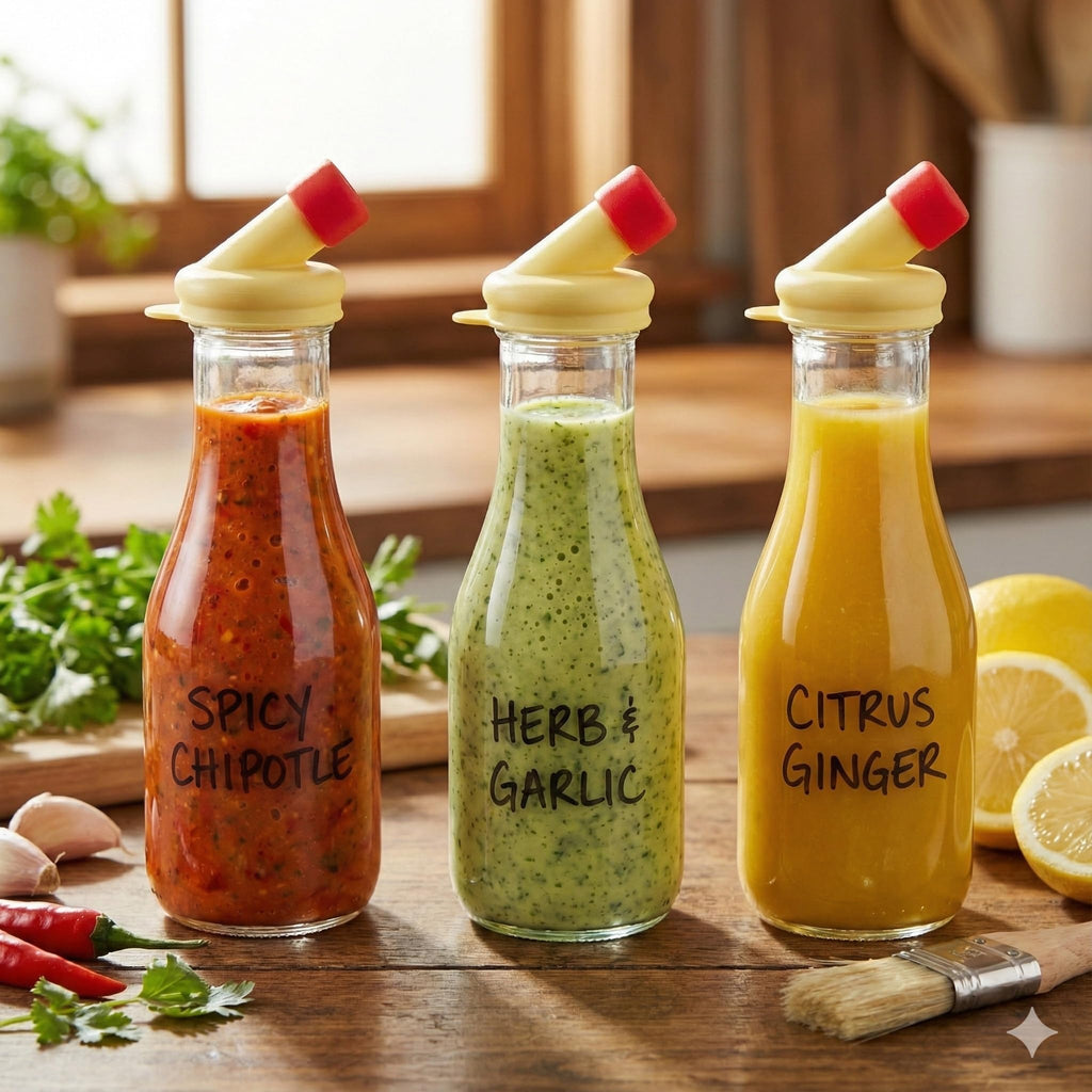 kitchentoolz 32oz Salad Dressing Shaker Bottle – Tall Glass Bottle Salad Dressing Dispenser Container with Tamper-Proof Lid – Ideal for Marinades and Sauces – 1 Pack
