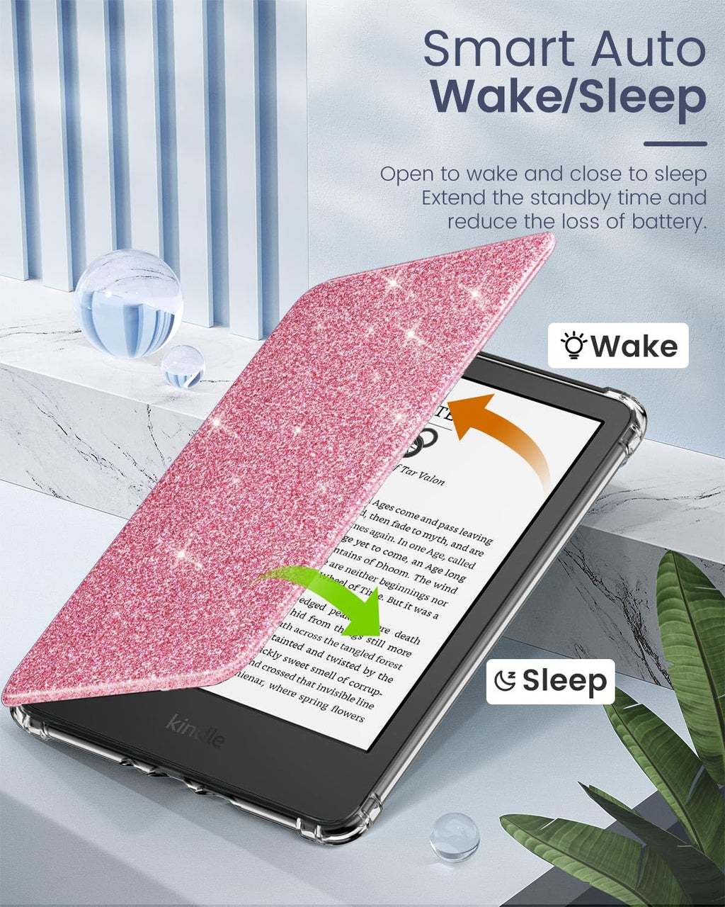 MoKo Case for 6" Kindle (11th Generation-2024/2022 Release), Ultra Clear Soft Flexible Transparent TPU Back Cover Light Shell with Auto Wake/Sleep for Kindle 11th Generation 2024, White Blue Floral