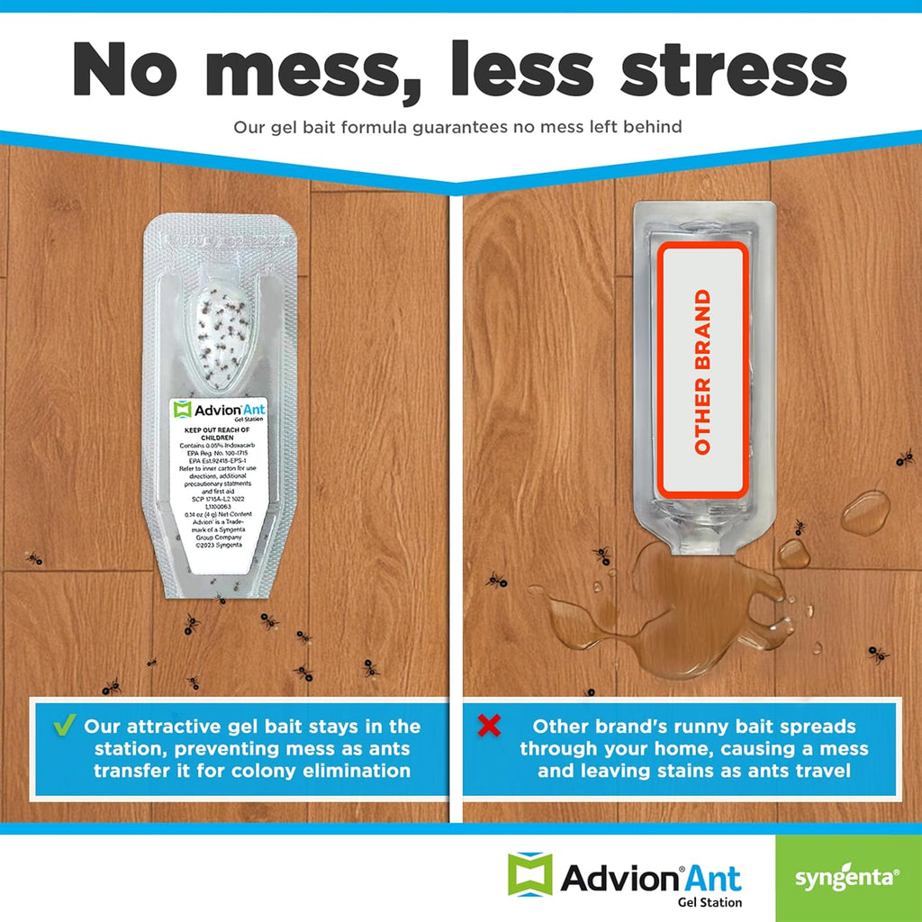 Syngenta Advion Ant Gel Station Insecticide, Ready-to-Use Gel Bait with The Active Ingredient Indoxacarb, Ant Bait for Use Indoor and Outdoor, 1 Box (3 Total Stations)