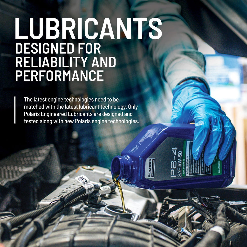 Polaris PS4 Oil Change Kit for Specific RANGER, GENERAL, RZR, ACE 900 XC Models With 4 Stroke Engine, Includes 2.5 Quarts PS-4 5W-50 Full Synthetic Oil, 1 Oil Filter, Genuine OEM - Part 2879323