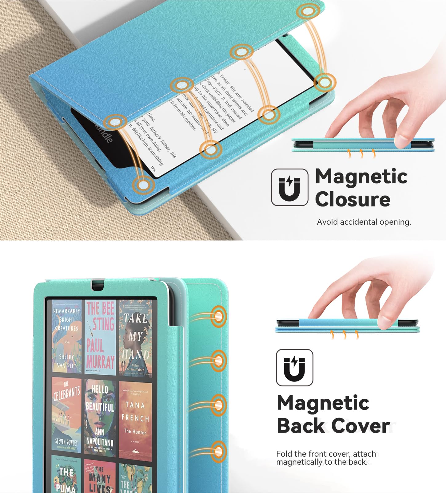 MoKo Case for 7"/6.8" Kindle Paperwhite(12th/11th Generation-2024/2021) and Kindle Colorsoft Signature Edition, Slim PU Shell Cover Case with Auto-Wake/Sleep for Kindle Paperwhite 2024, Flowers