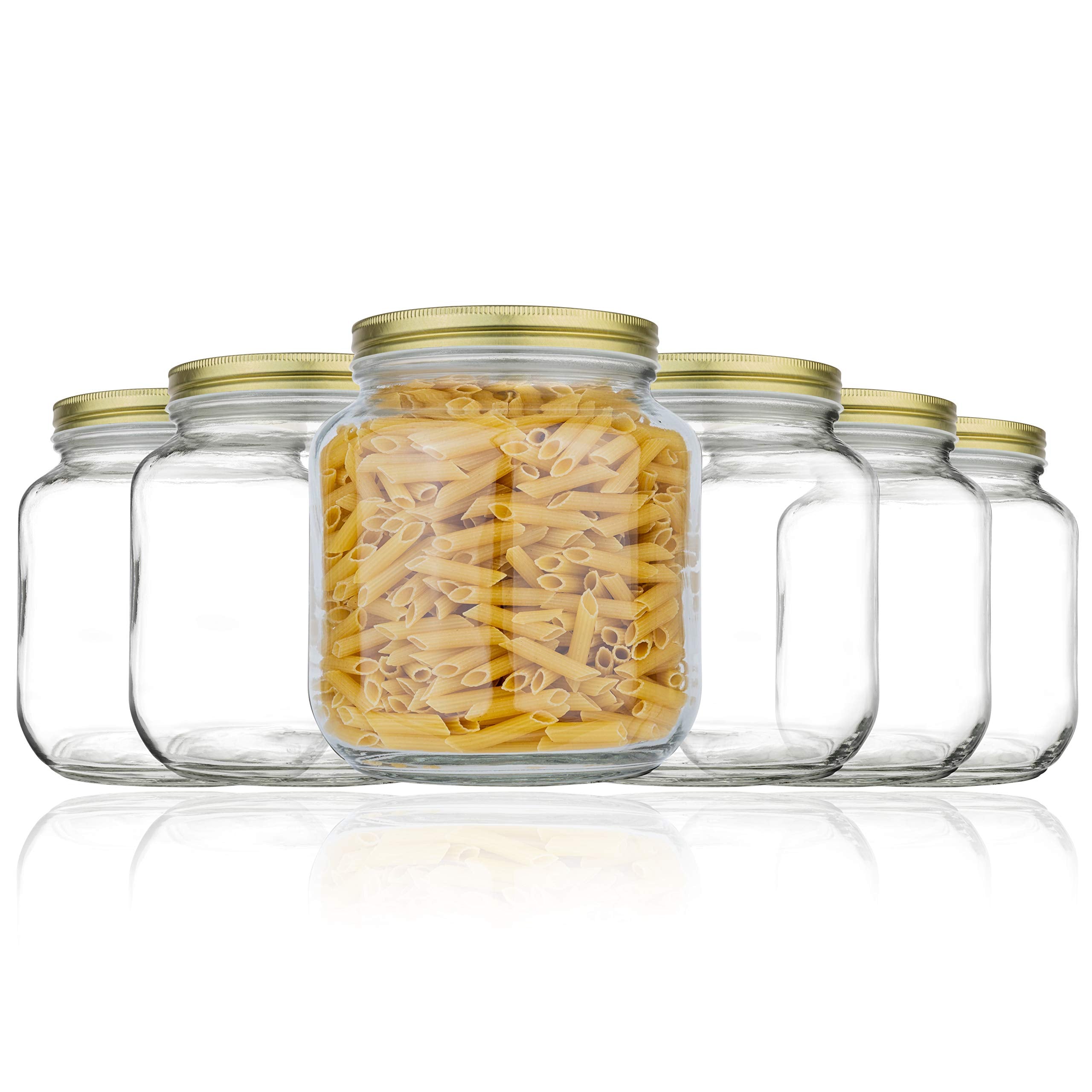 kitchentoolz Half Gallon Mason Jar Wide Mouth with Airtight Metal Lid - Safe for Fermenting, Pickling, Sourdough & Kombucha - Glass 64 oz Mason Jar - Made in USA - BPA Free
