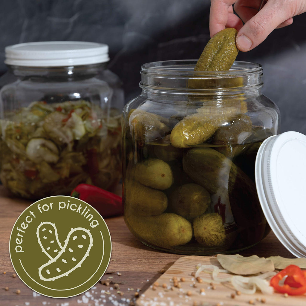 kitchentoolz Half Gallon Glass Large Mason Jar Wide Mouth with Airtight Metal Lid - 1/2 Gallon Mason Jars - BPA-Free Glass Jar with Lid - Dishwasher Safe Made in USA